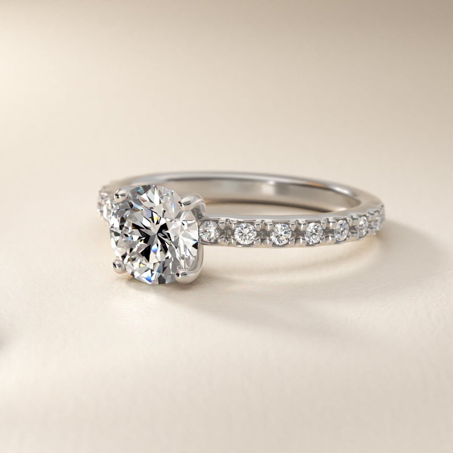 French Cut PavŽ Diamond Engagement Ring In 18k White Gold By James Allen - Round Center