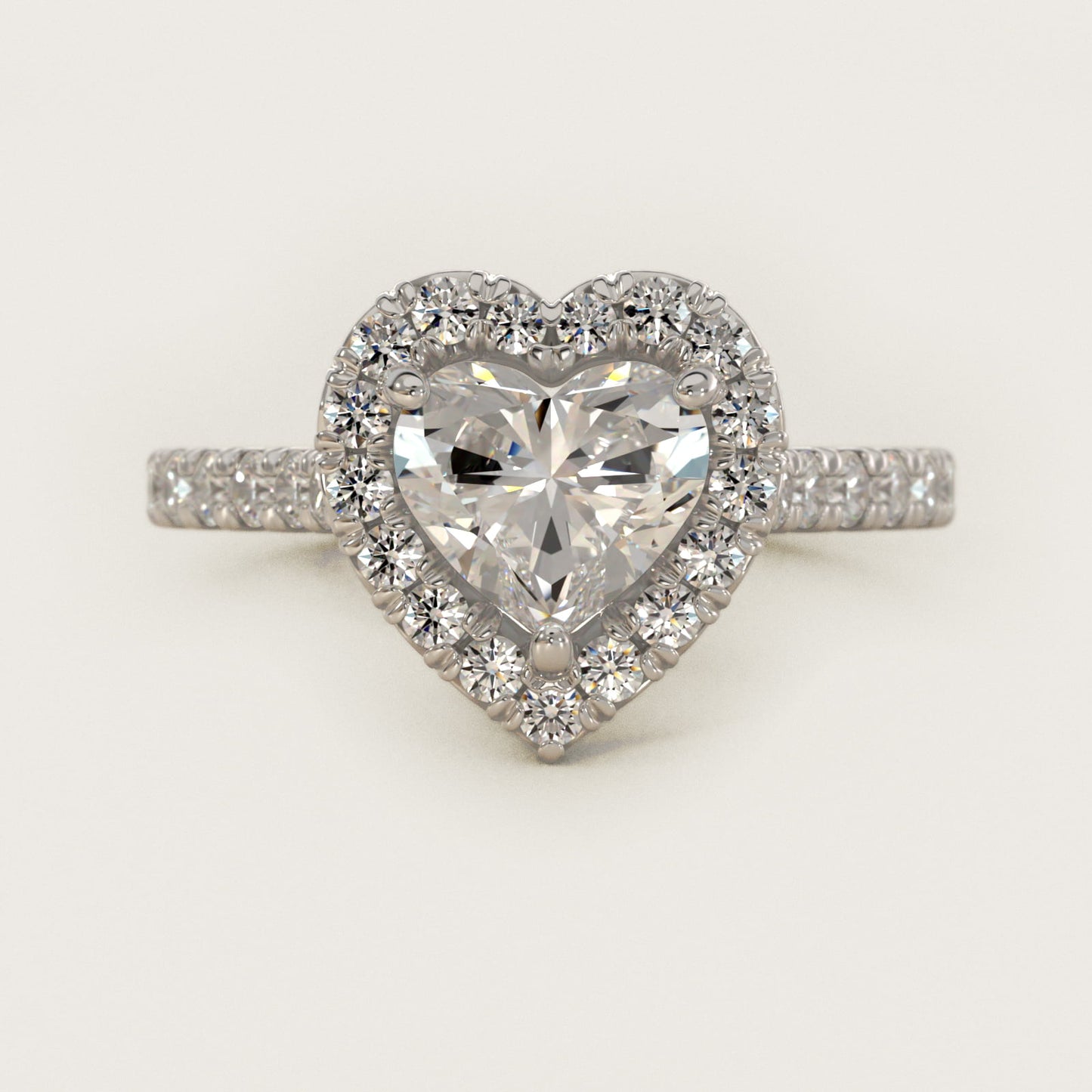 French Pav? Diamond Halo Engagement Ring in Platinum (1/2 ct. tw.) - Heart Center