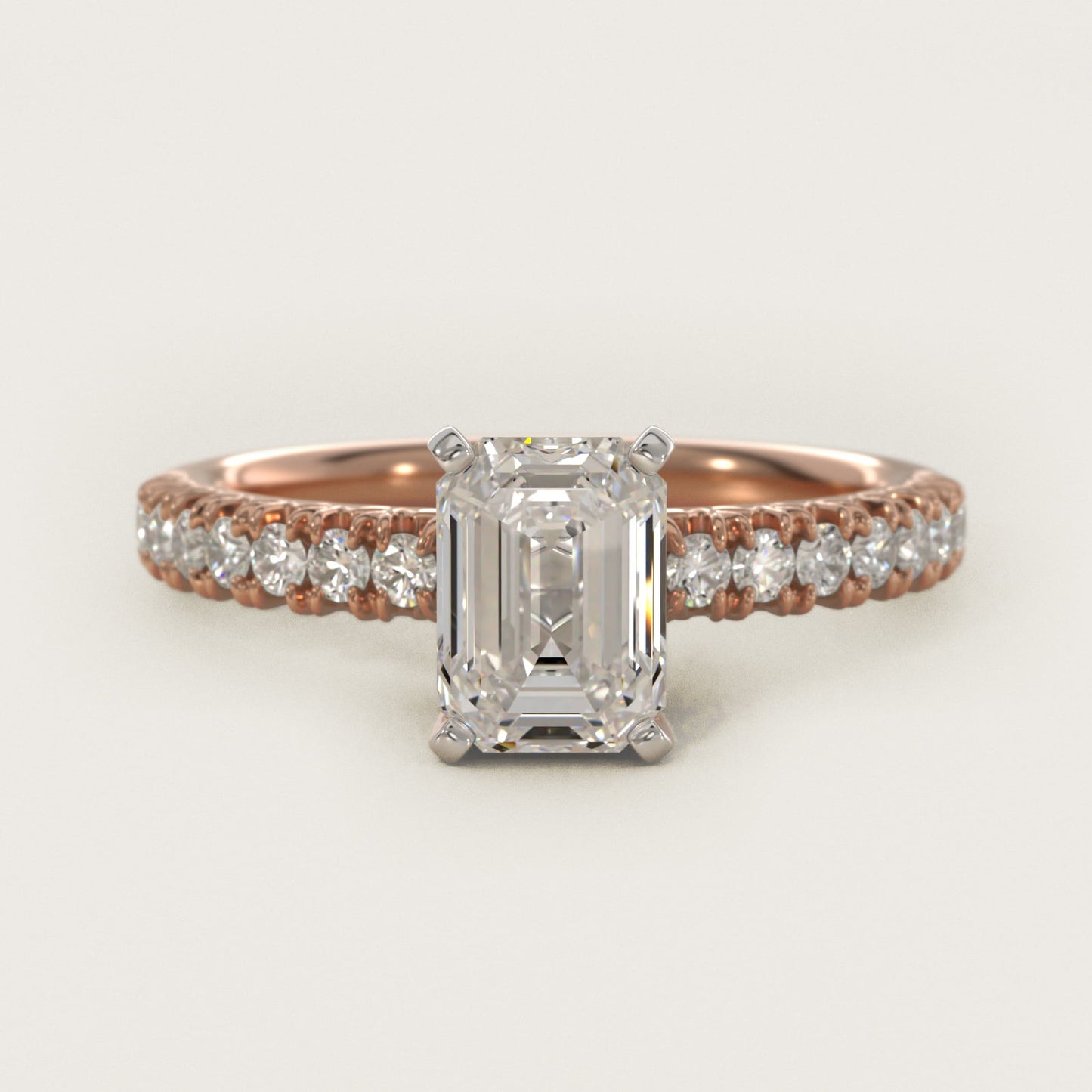 French PavŽ Diamond Engagement Ring in 14k Rose Gold (1/4 ct. tw.) - Emerald Center
