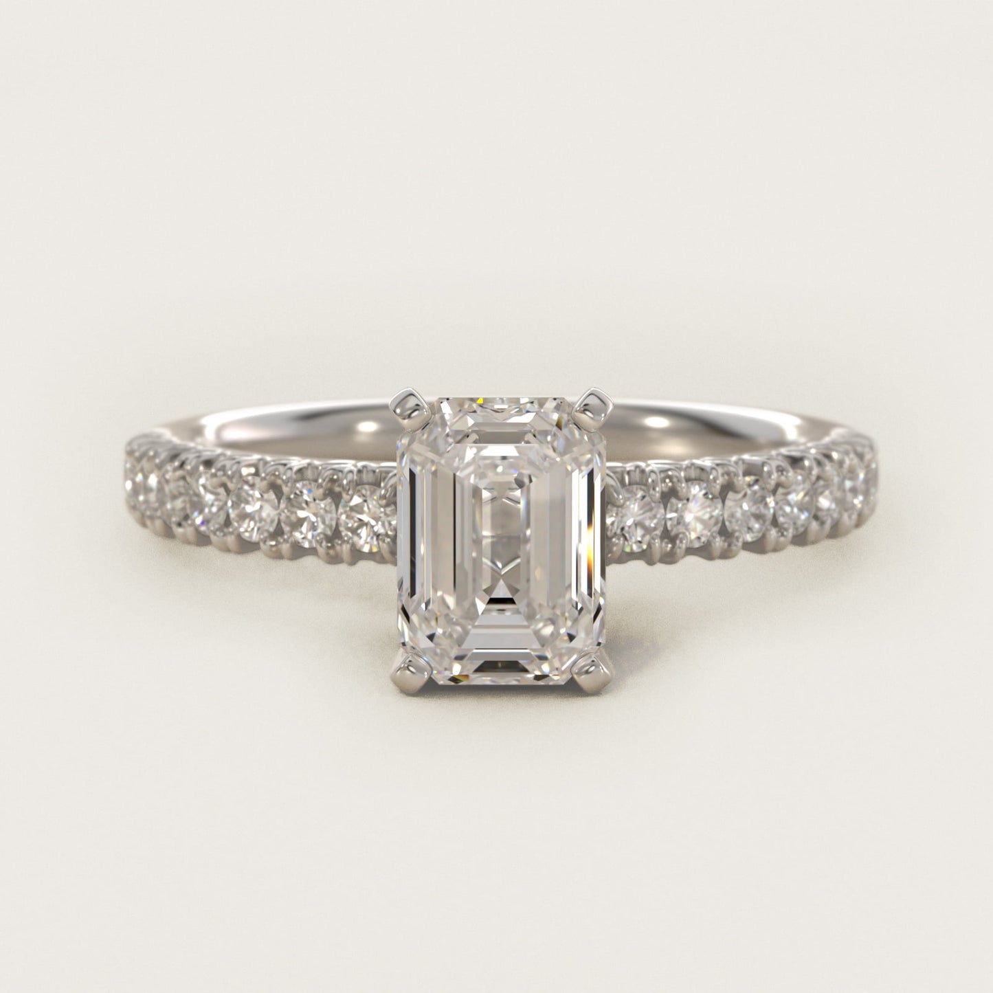 French PavŽ Diamond Engagement Ring in 14k White Gold (1/4 ct. tw.) - Emerald Center
