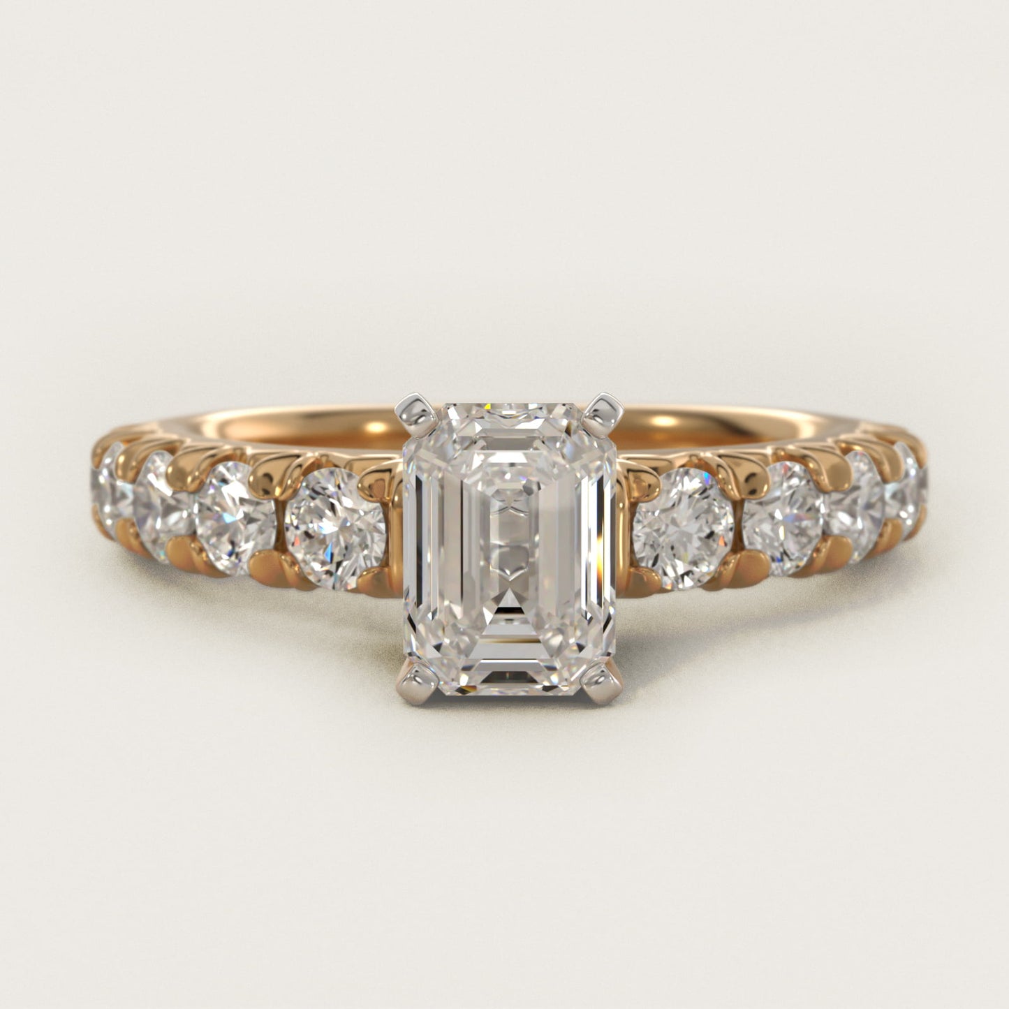 French PavŽ Diamond Engagement Ring in 18k Yellow Gold (1 ct. tw.) - Emerald Center