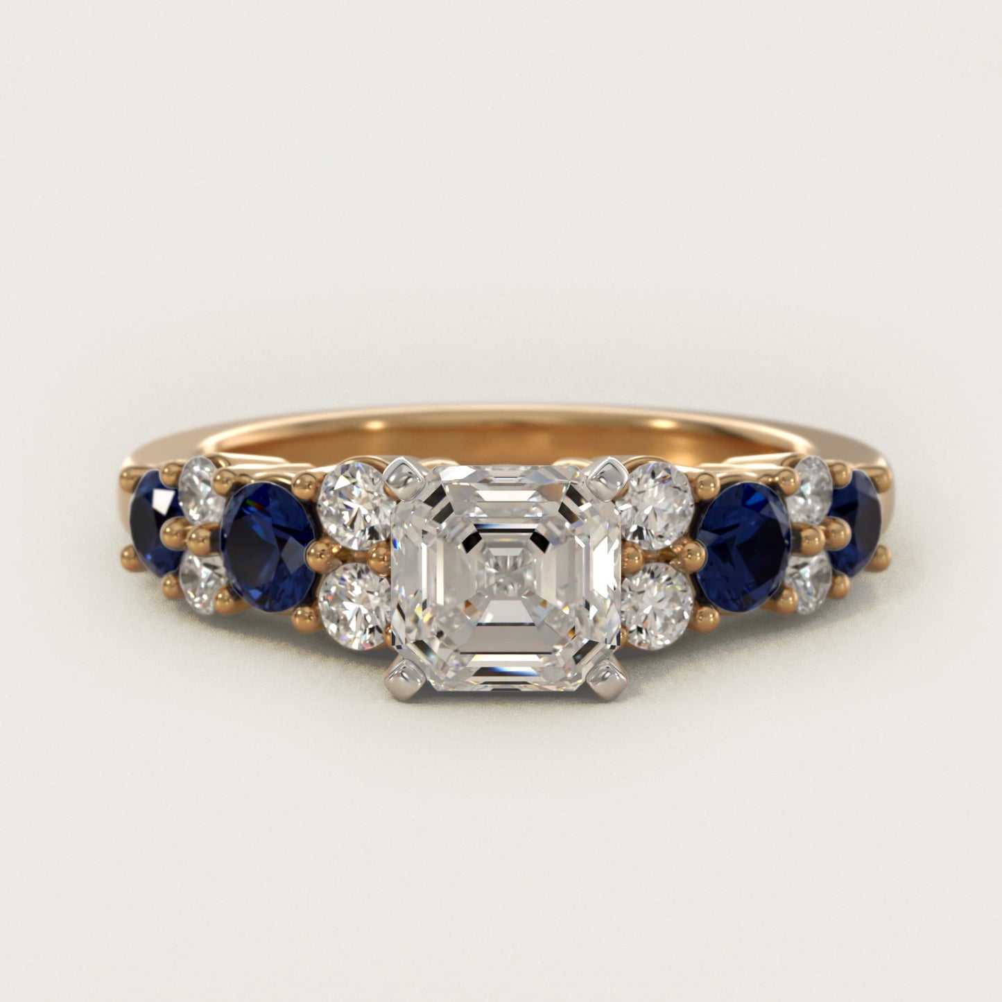 Garland Sapphire and Diamond Engagement Ring in 14K Yellow Gold - Asscher Center