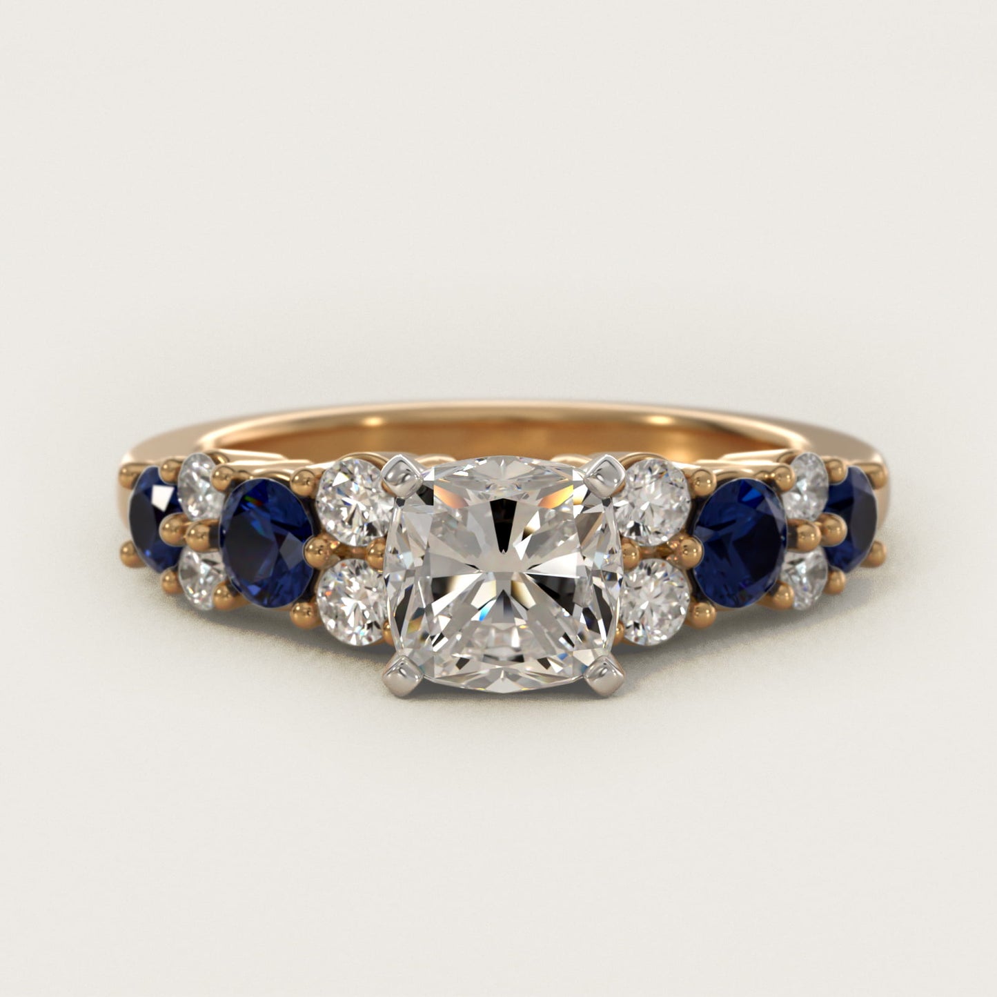 Garland Sapphire and Diamond Engagement Ring in 14K Yellow Gold - Cushion Center