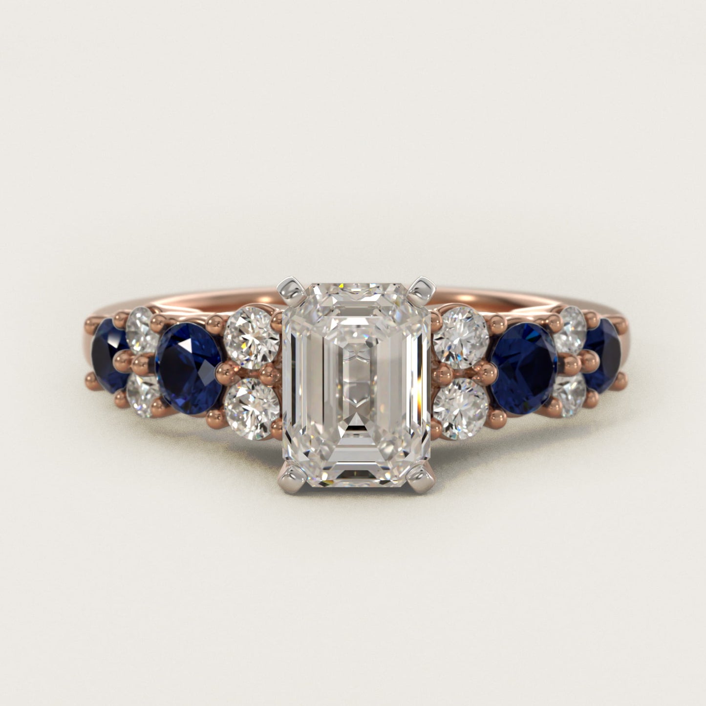 Garland Sapphire and Diamond Engagement Ring in 14k Rose Gold - Emerald Center