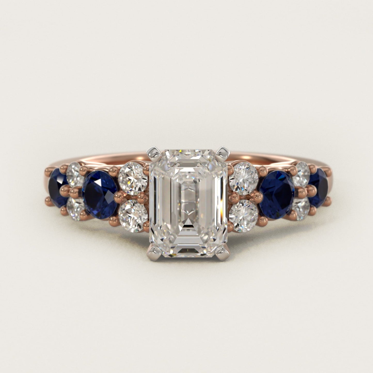 Garland Sapphire and Diamond Engagement Ring in 18k Rose Gold - Emerald Center