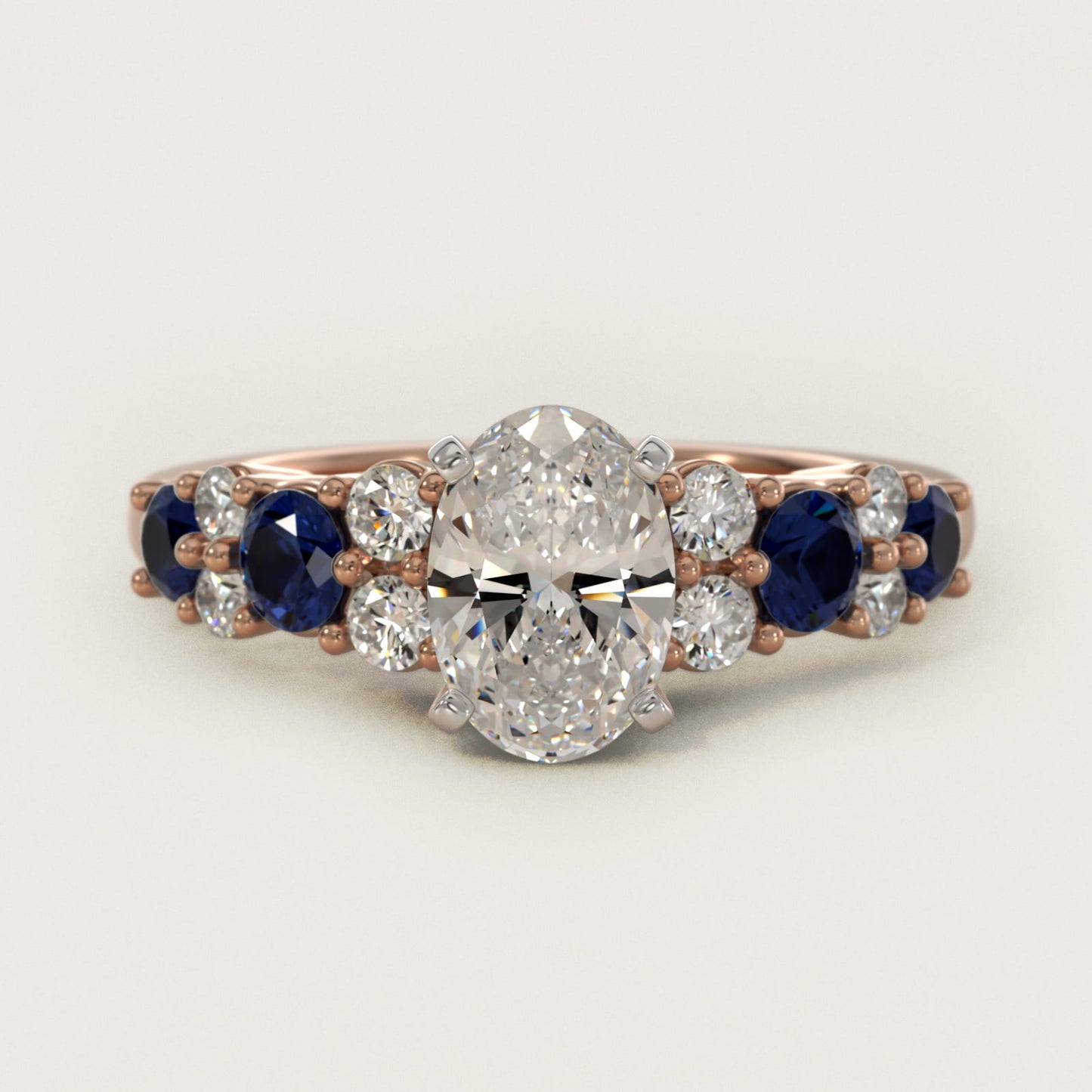 Garland Sapphire and Diamond Engagement Ring in 14k Rose Gold - Oval Center