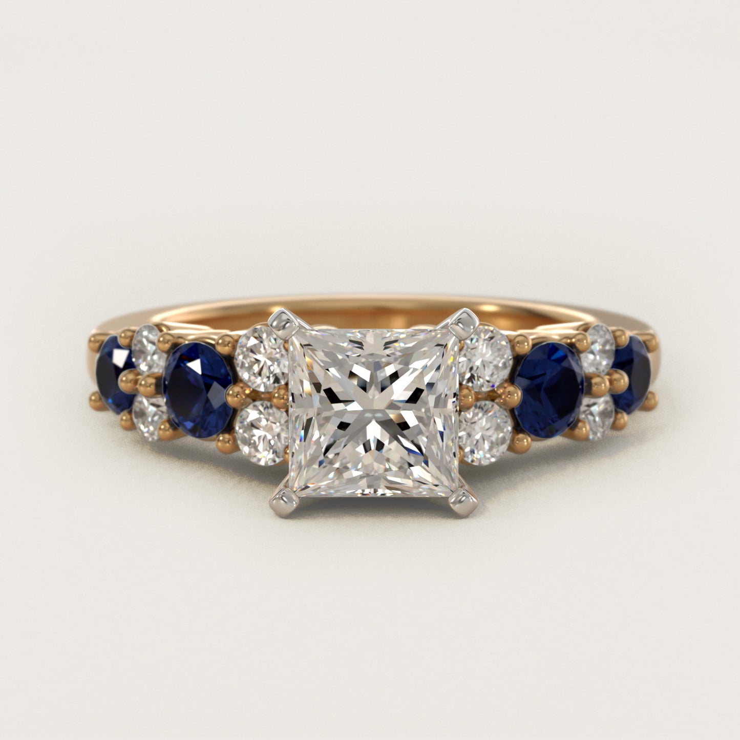 Garland Sapphire and Diamond Engagement Ring in 14K Yellow Gold - Princess Center