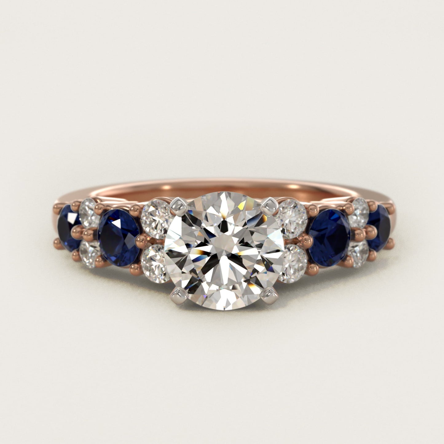 Garland Sapphire and Diamond Engagement Ring in 14k Rose Gold - Round Center