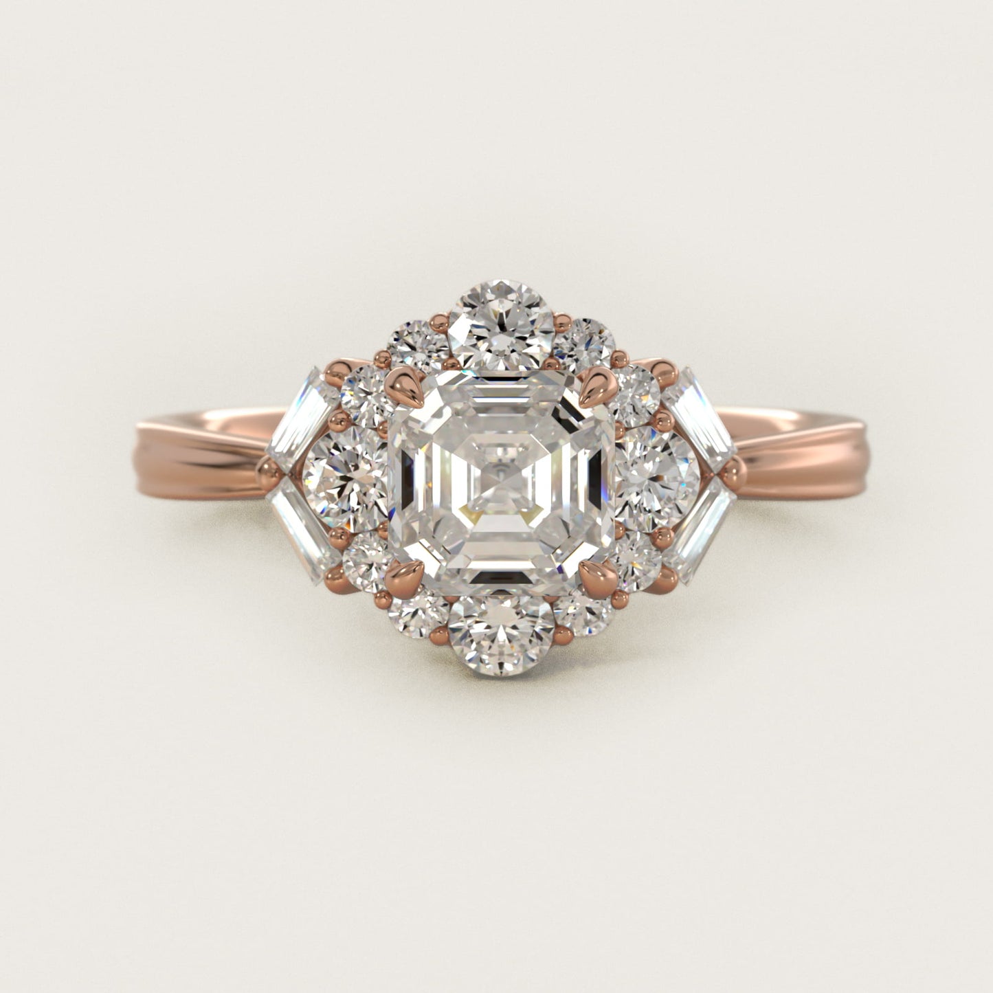 Glamour Halo Vintage-Style Engagement Ring In 14K Rose Gold By James Allen - Asscher Center