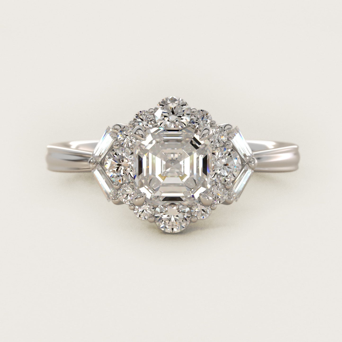 Glamour Halo Vintage-Style Engagement Ring In 14K White Gold By James Allen - Asscher Center