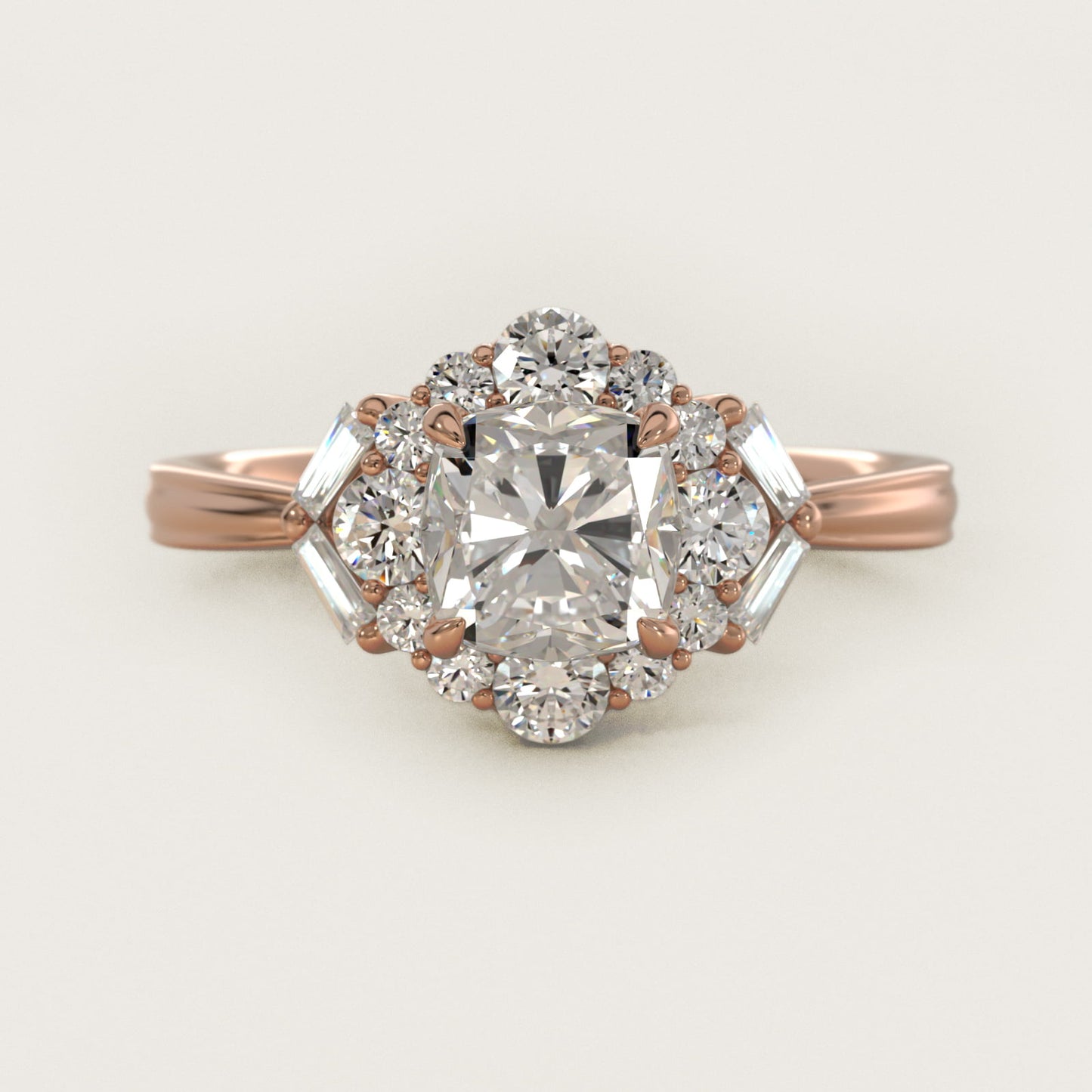 Glamour Halo Vintage-Style Engagement Ring In 14K Rose Gold By James Allen - Cushion Center