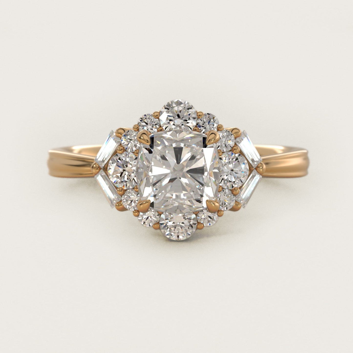 Glamour Halo Vintage-Style Engagement Ring In 14K Yellow Gold By James Allen - Cushion Center
