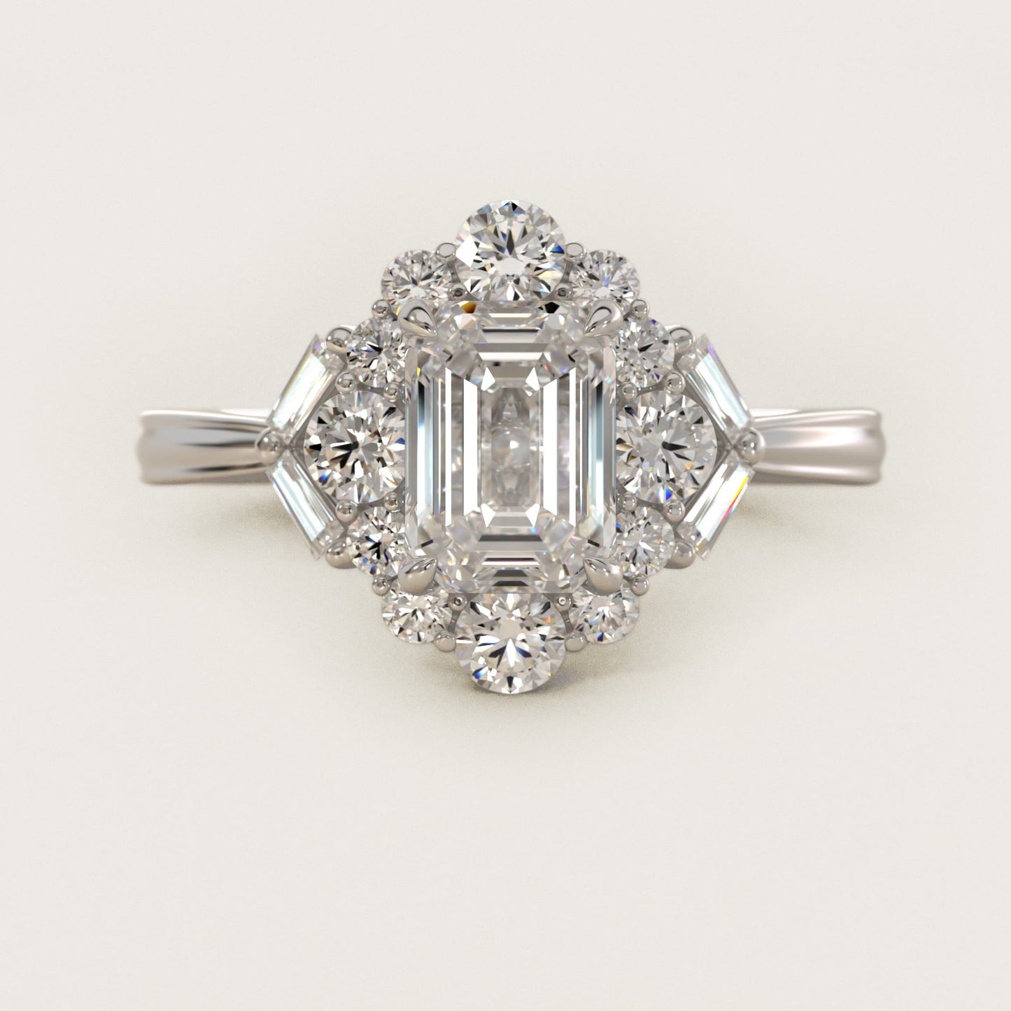 Glamour Halo Vintage-Style Engagement Ring In 14K White Gold By James Allen - Emerald Center
