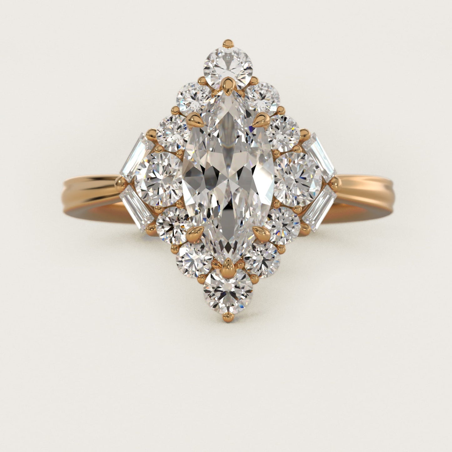 Glamour Halo Vintage-Style Engagement Ring In 14K Yellow Gold By James Allen - Marquise Center