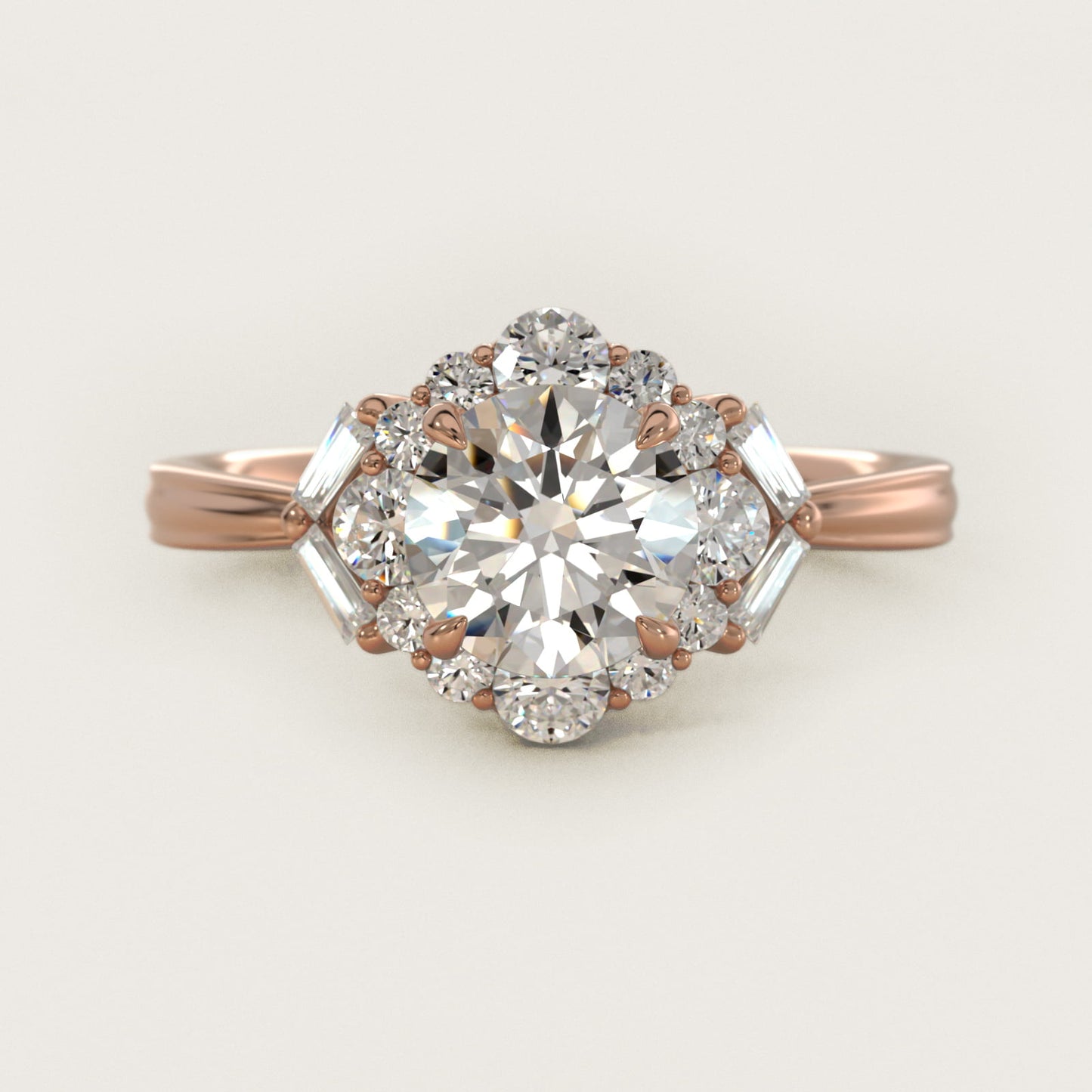 Glamour Halo Vintage-Style Engagement Ring In 14K Rose Gold By James Allen - Round Center