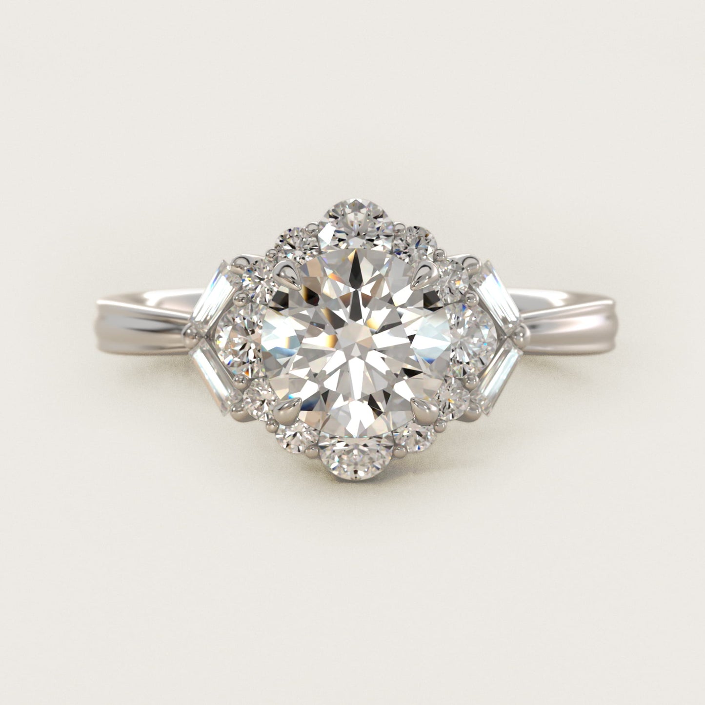 Glamour Halo Vintage-Style Engagement Ring In 18k White Gold By James Allen - Round Center
