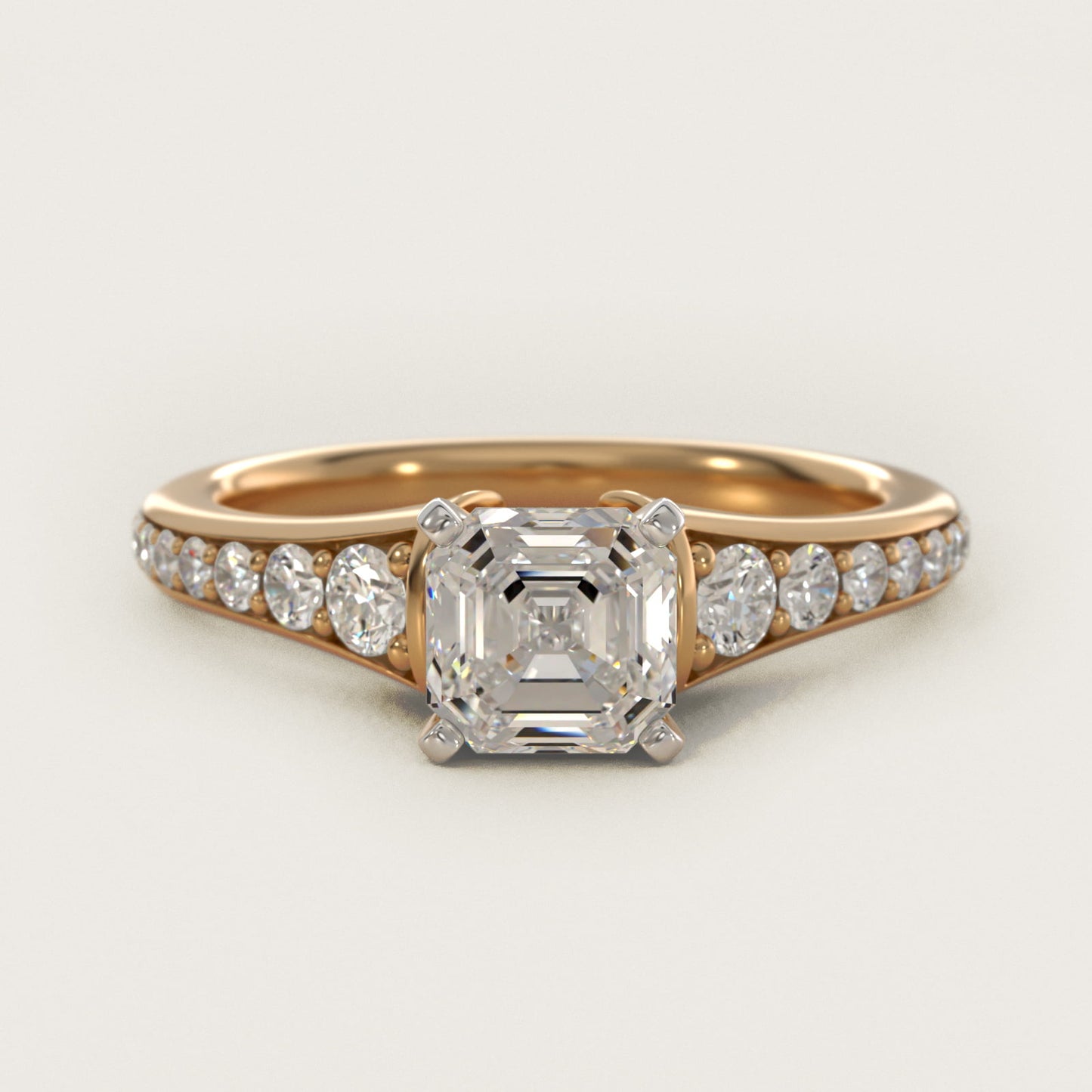 Graduated Diamond Engagement Ring in 18k Yellow Gold (1/3 ct. tw.) - Asscher Center