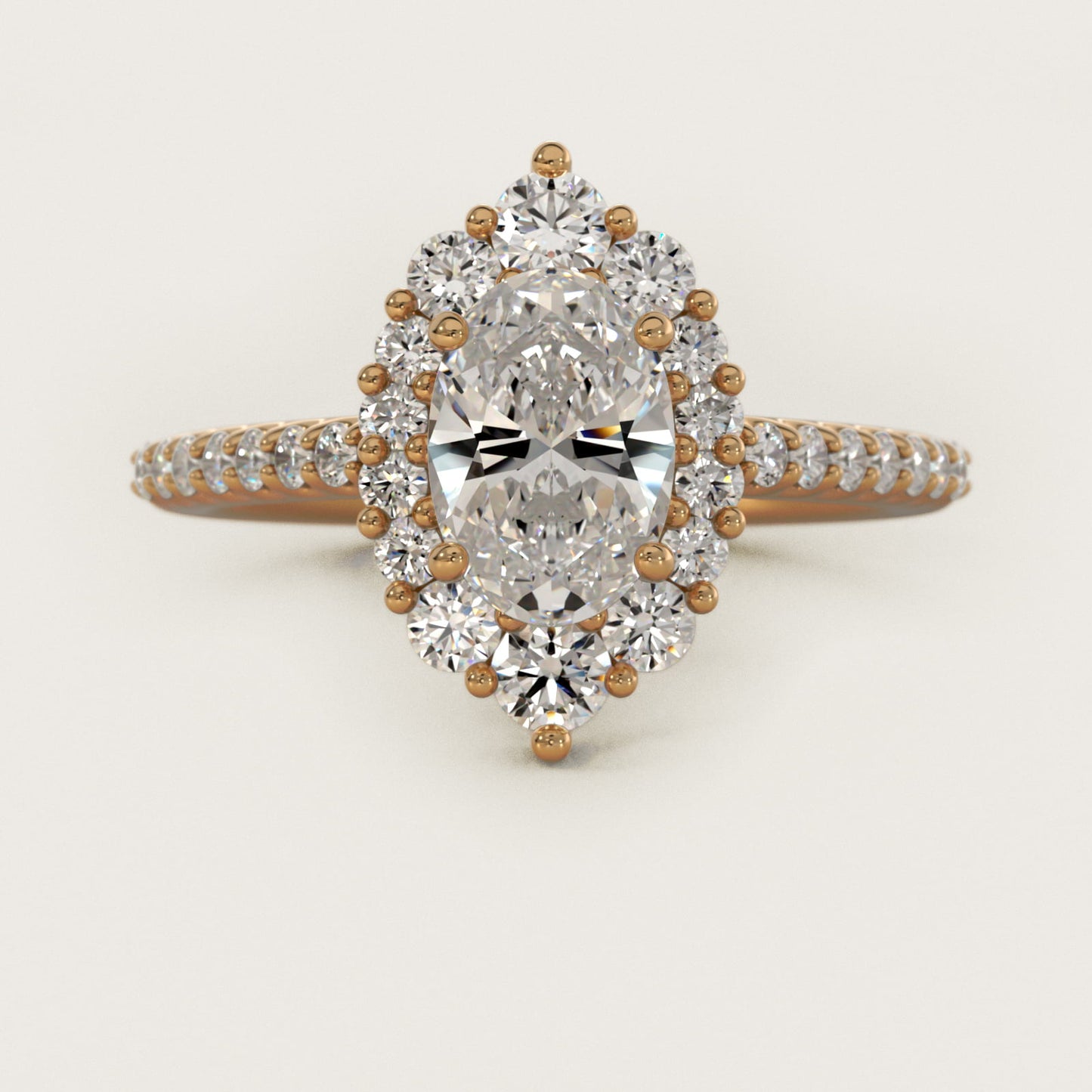 Graduated Diamond Halo Engagement Ring In 14K Yellow Gold By James Allen - Oval Center