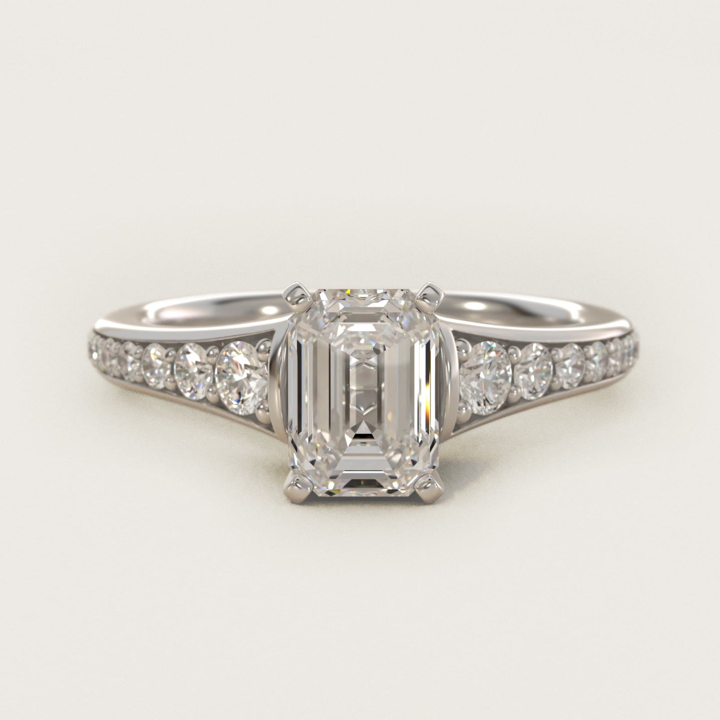 Graduated Diamond Engagement Ring in 14k White Gold (1/3 ct. tw.) - Emerald Center