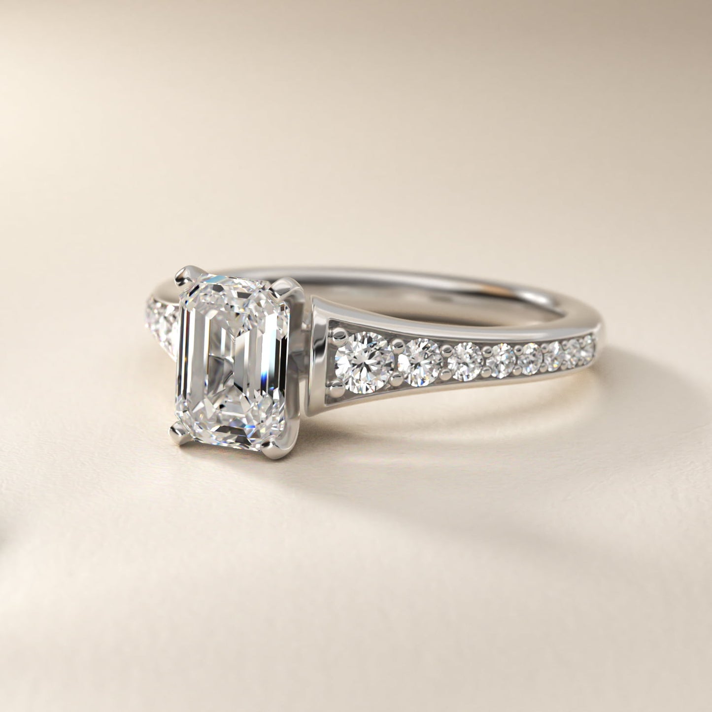 Graduated Diamond Engagement Ring in Platinum (1/3 ct. tw.) - Emerald Center