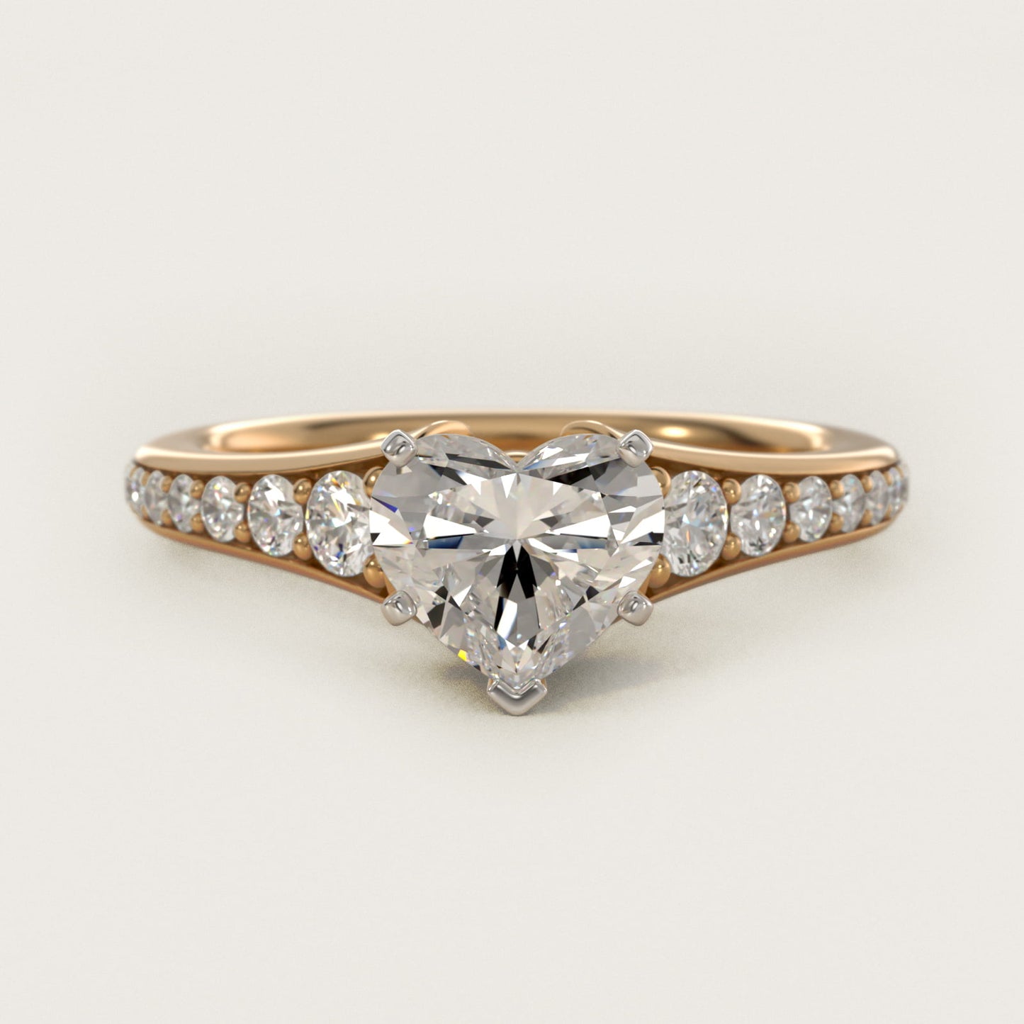 Graduated Diamond Engagement Ring in 14K Yellow Gold (1/3 ct. tw.) - Heart Center