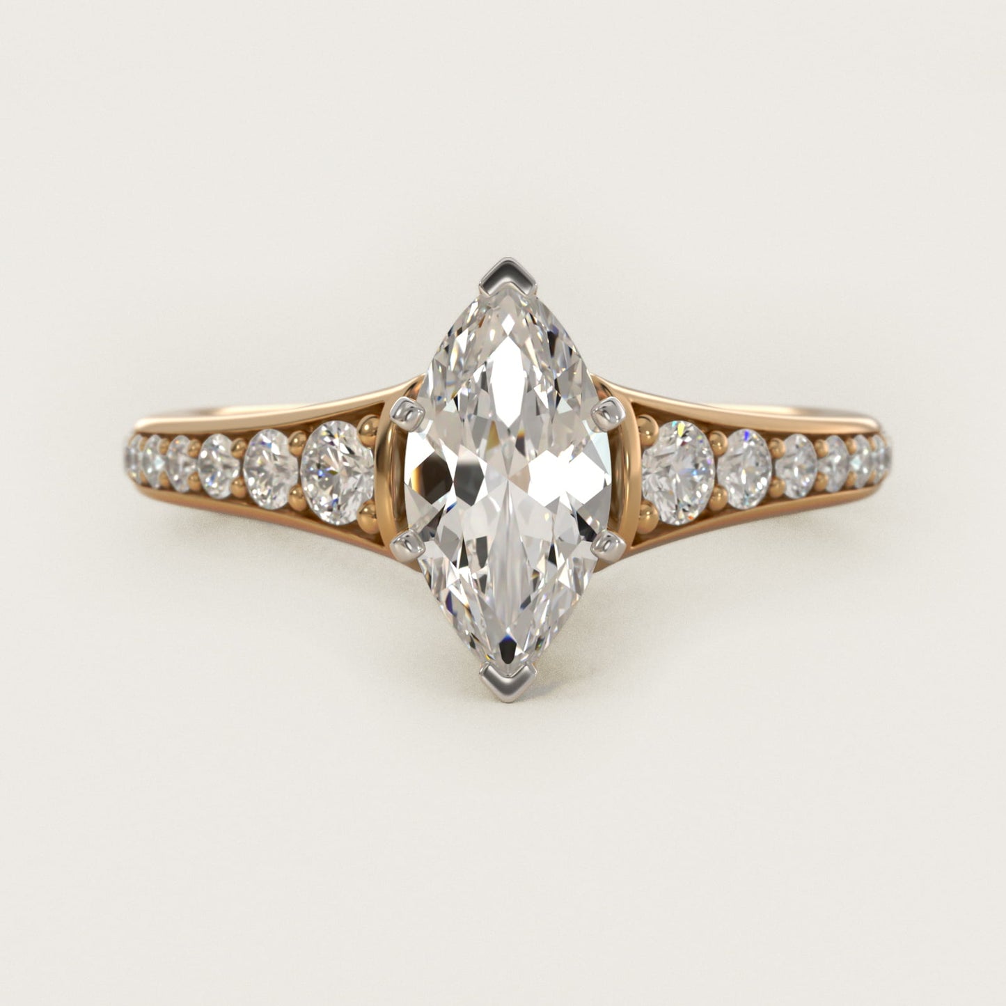 Graduated Diamond Engagement Ring in 18k Yellow Gold (1/3 ct. tw.) - Marquise Center