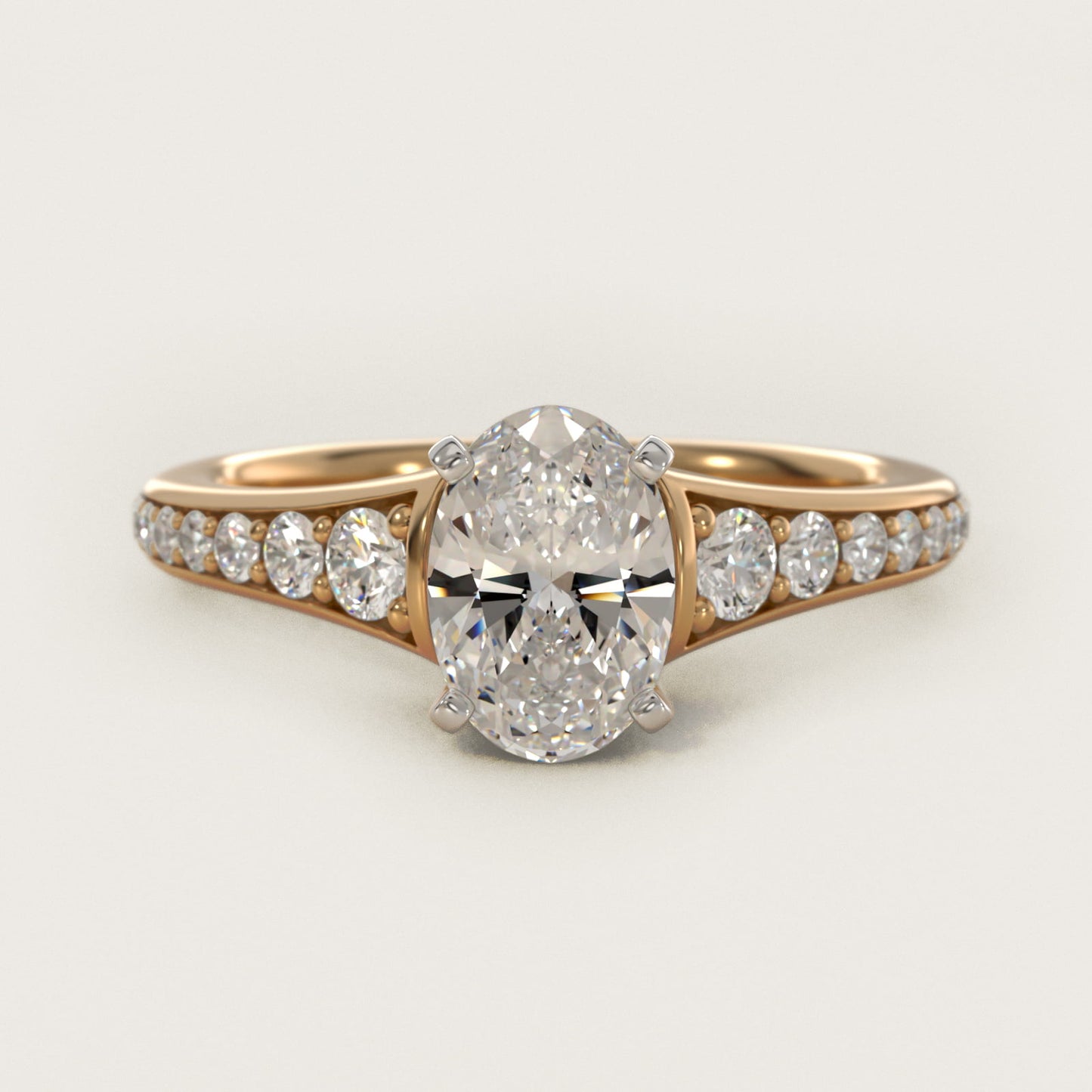 Graduated Diamond Engagement Ring in 14K Yellow Gold (1/3 ct. tw.) - Oval Center