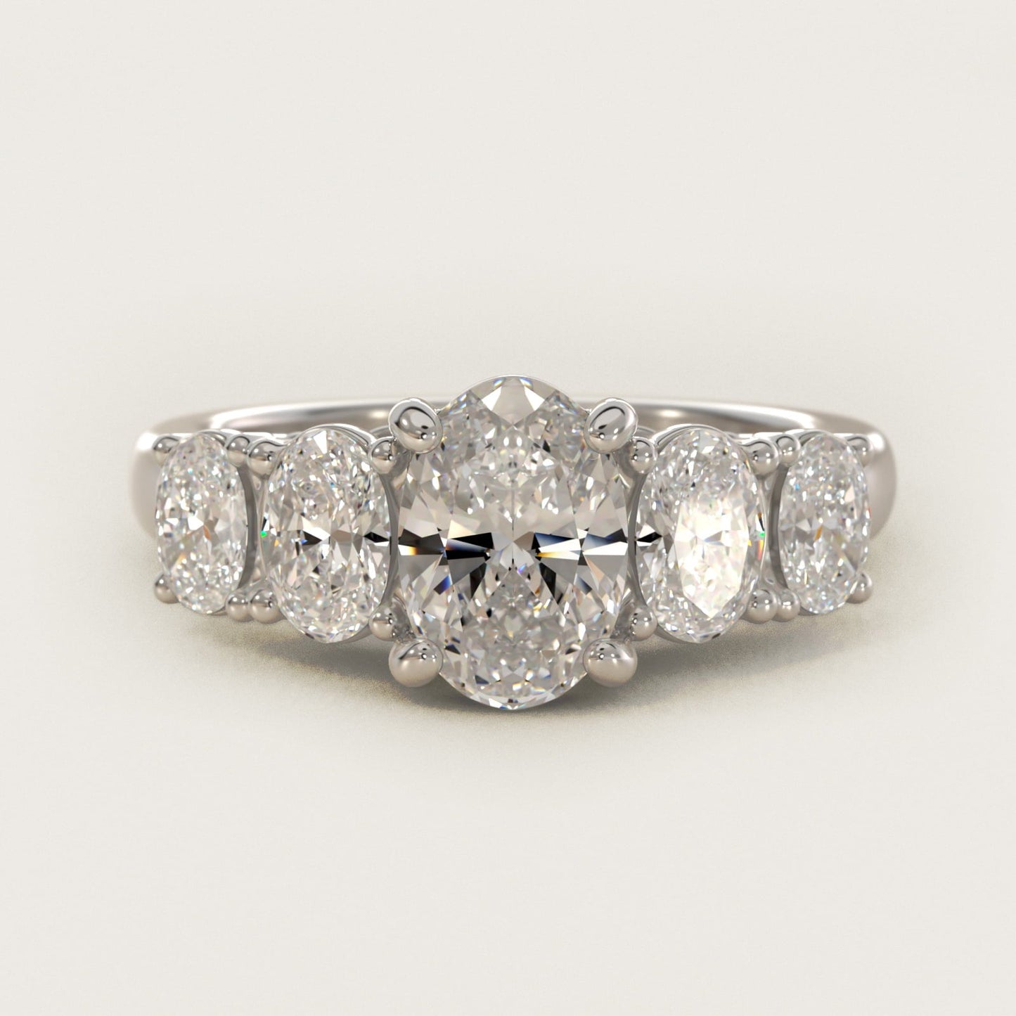 Graduated Oval Diamond Engagement Ring in Platinum (1/2 ct. tw.) - Oval Center