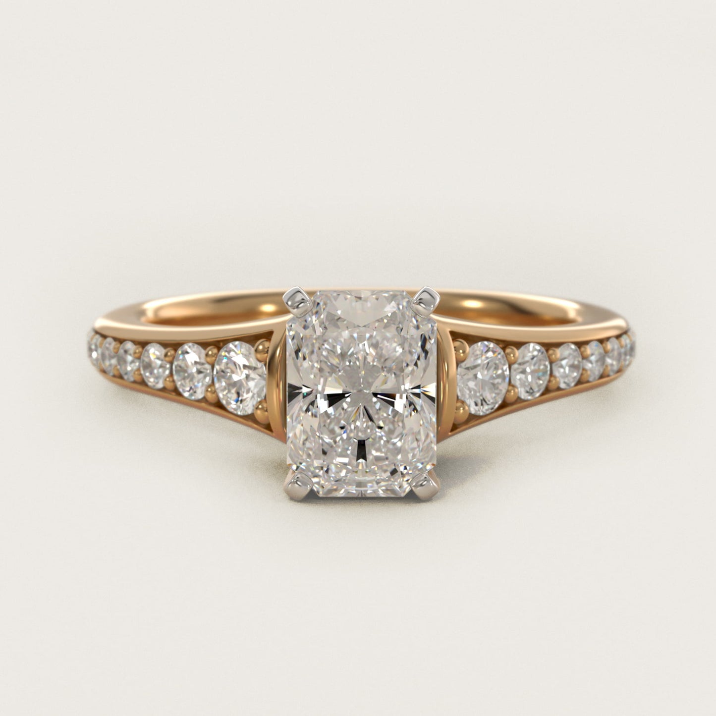 Graduated Diamond Engagement Ring in 18k Yellow Gold (1/3 ct. tw.) - Radiant Center