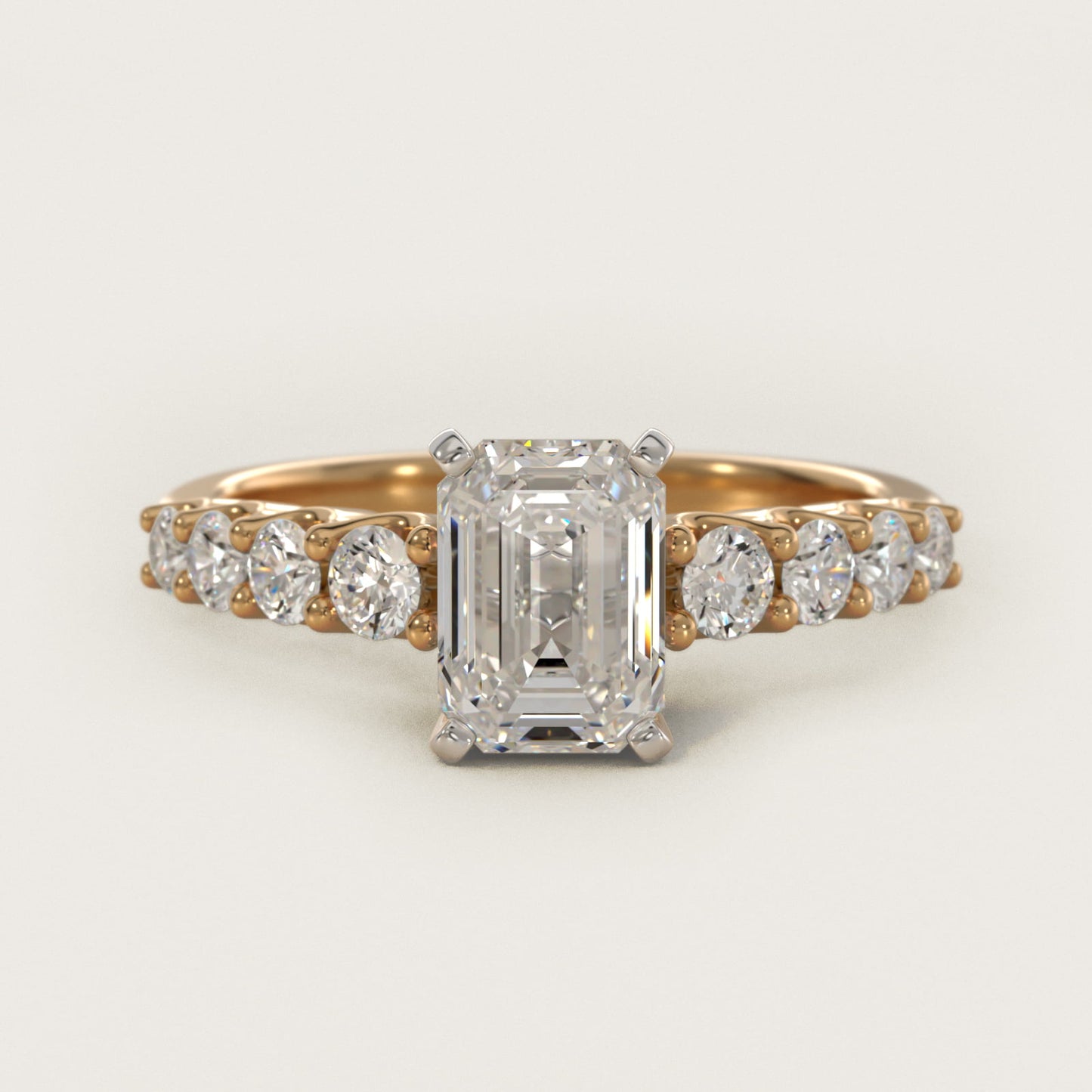Graduated Side Stone Diamond Engagement Ring in 14K Yellow Gold (3/8 ct. tw.) - Emerald Center