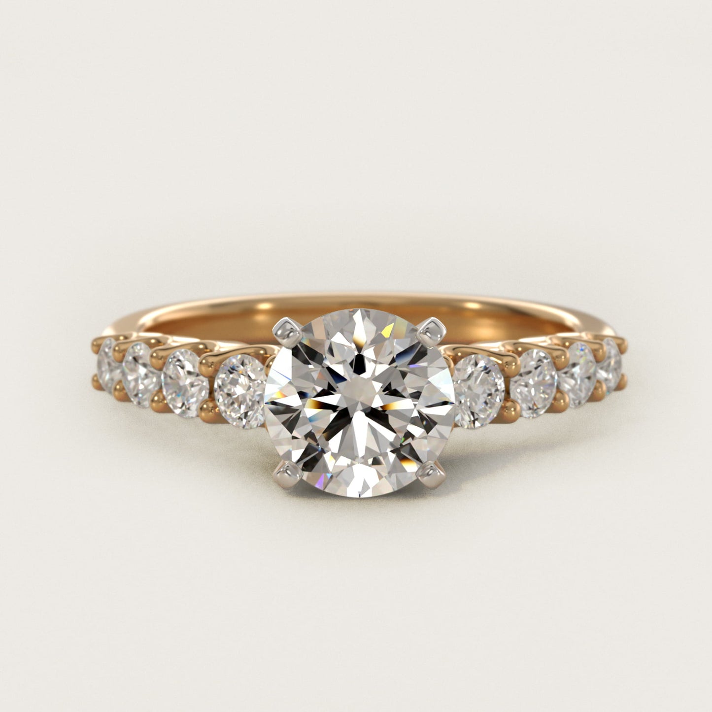 Graduated Side Stone Diamond Engagement Ring in 14K Yellow Gold (3/8 ct. tw.) - Round Center