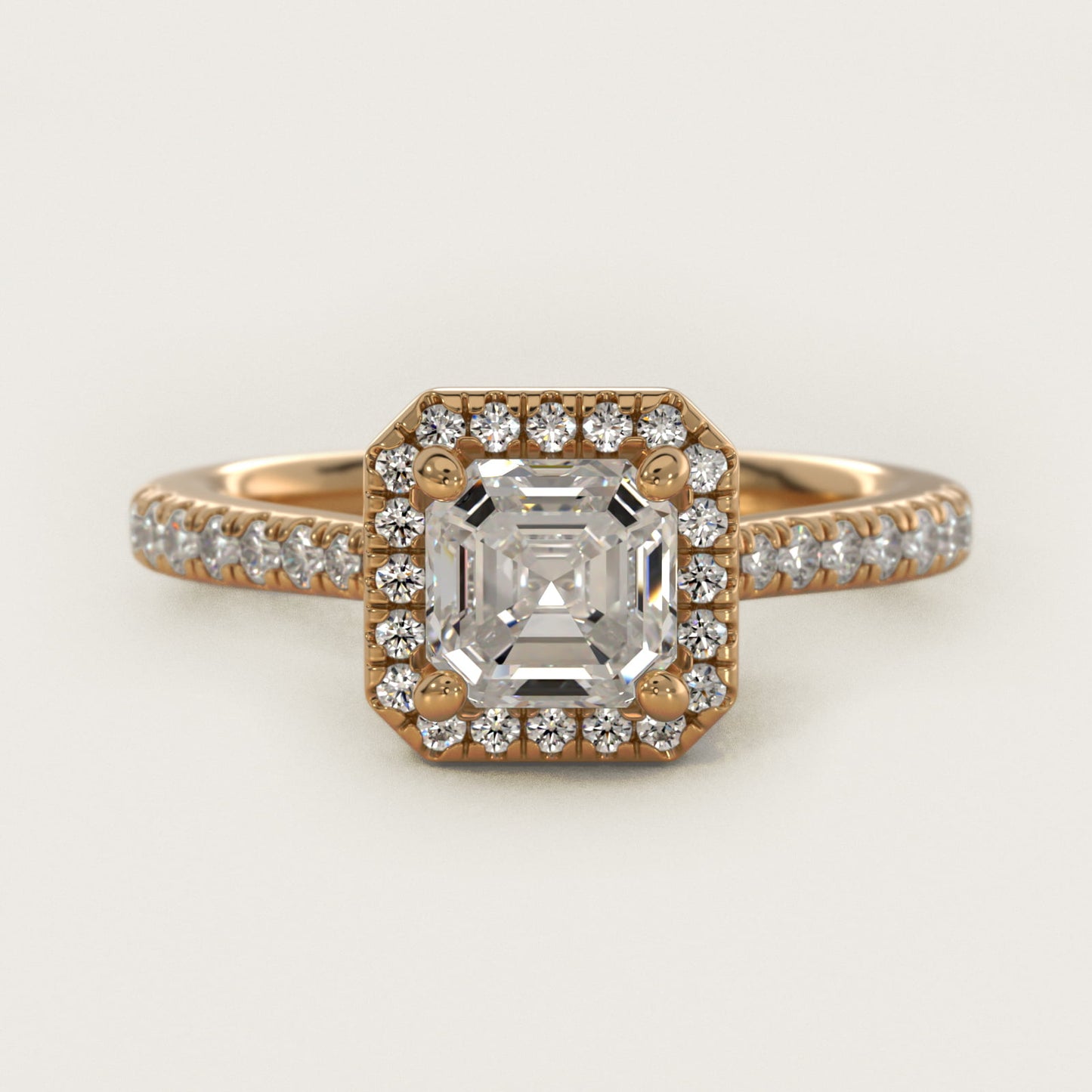 Halo Diamond Bridge Engagement Ring in 14k Yellow Gold (1/3 ct. tw.) - Asscher Center