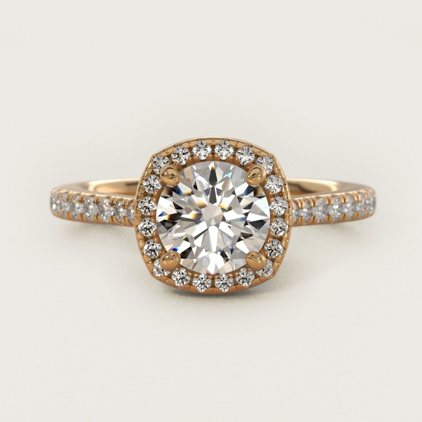 Halo Diamond Bridge Engagement Ring in 18k Yellow Gold (1/3 ct. tw.) - Round Center