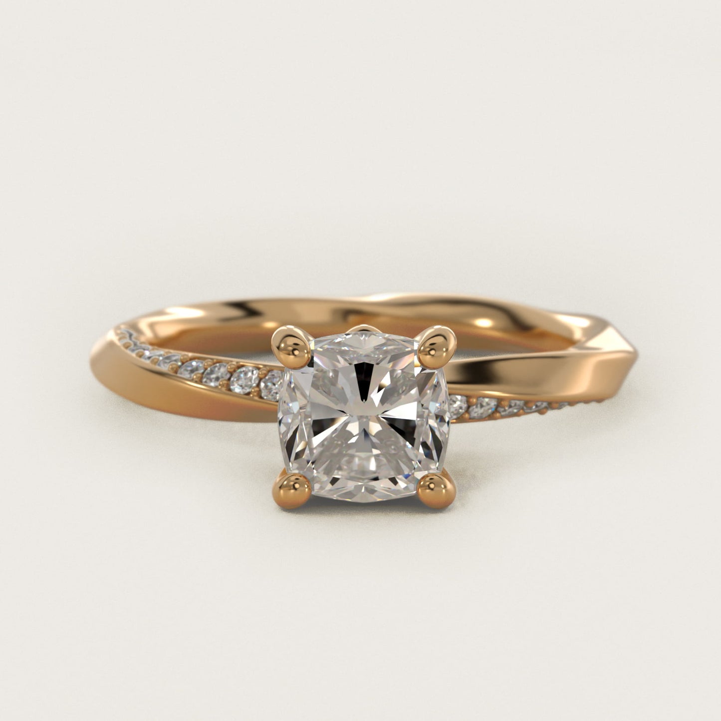 Helix PavŽ Diamond Engagement Ring In 14K Yellow Gold By James Allen - Cushion Center