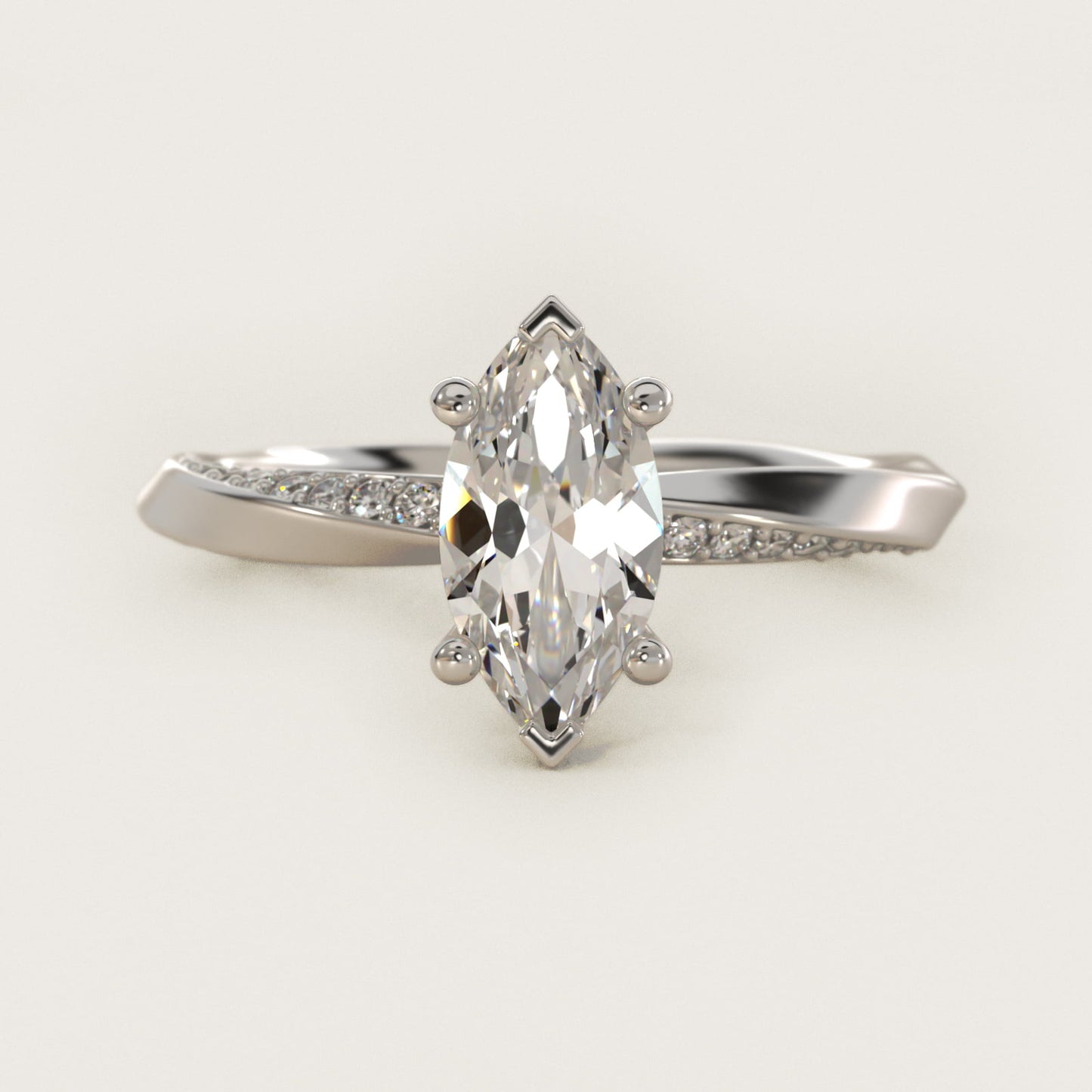 Helix Pav? Diamond Engagement Ring In Platinum By James Allen - Marquise Center