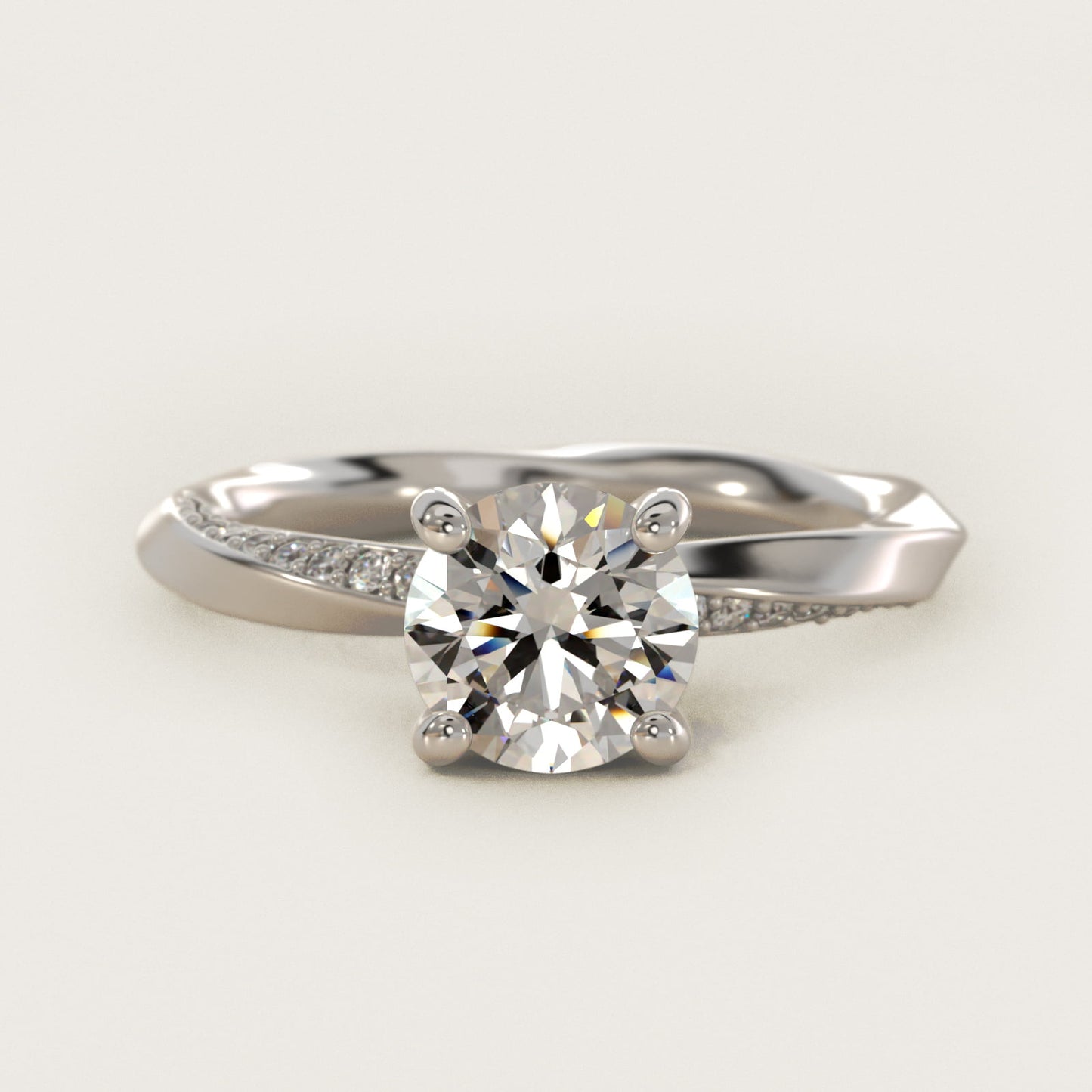 Helix PavŽ Diamond Engagement Ring In 14K White Gold By James Allen - Round Center