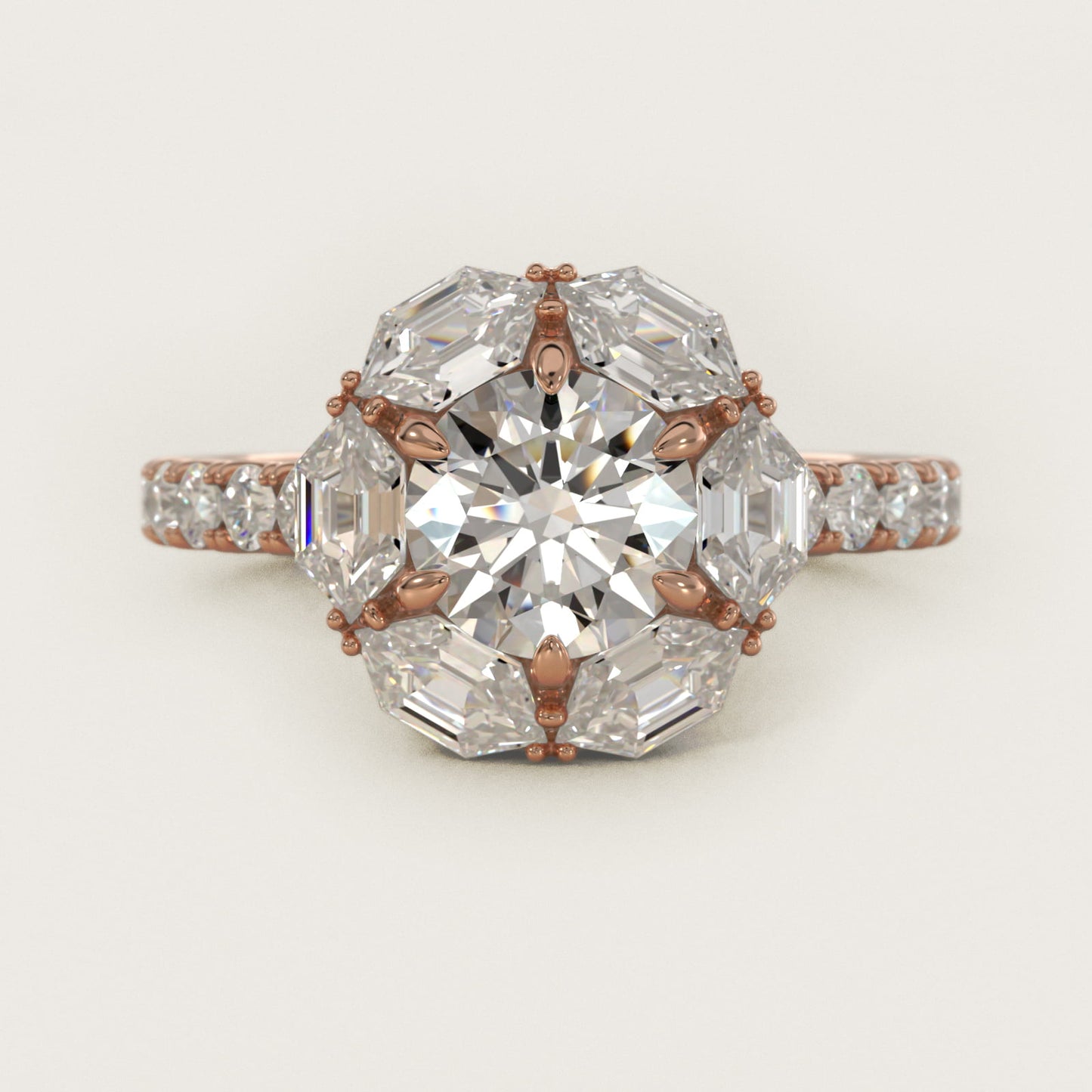 Hila Diamond Halo Engagement Ring in 18k Rose Gold By Bella Vaughan - Round Center