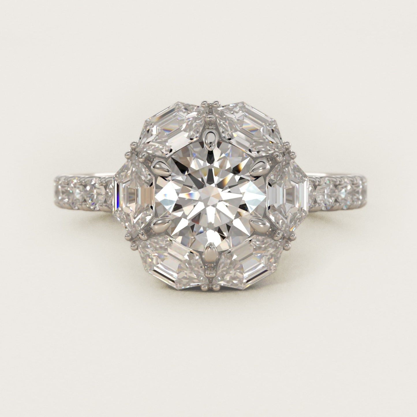 Hila Diamond Halo Engagement Ring in 18k White Gold By Bella Vaughan - Round Center