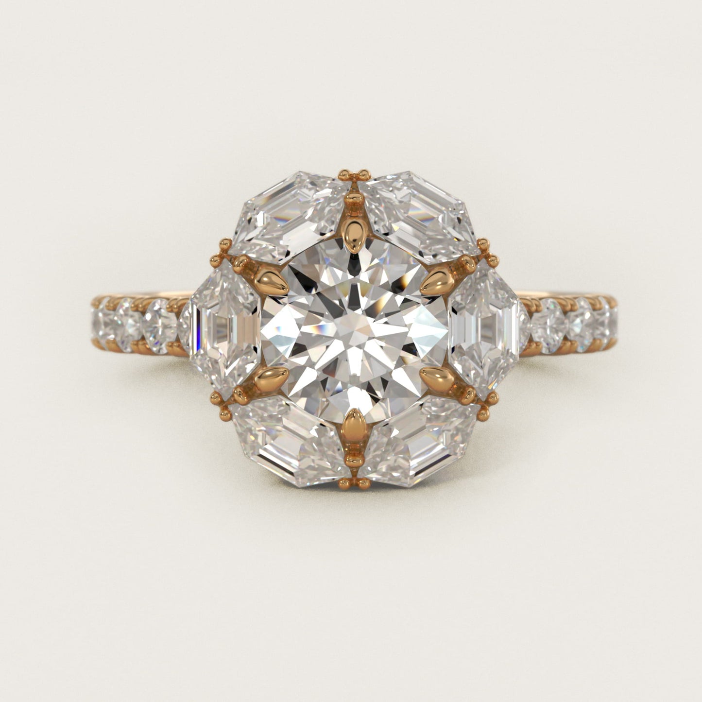 Hila Diamond Halo Engagement Ring in 14K Yellow Gold By Bella Vaughan - Round Center