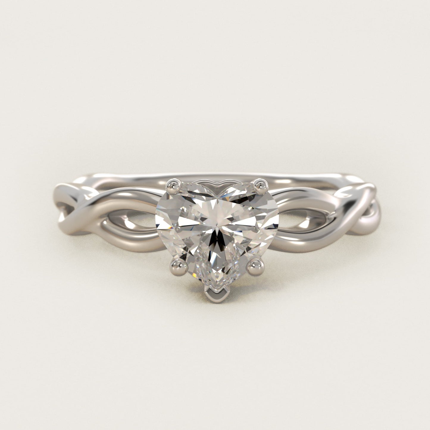 Infinity Solitaire Engagement Ring In 14K White Gold By James Allen - Heart Center