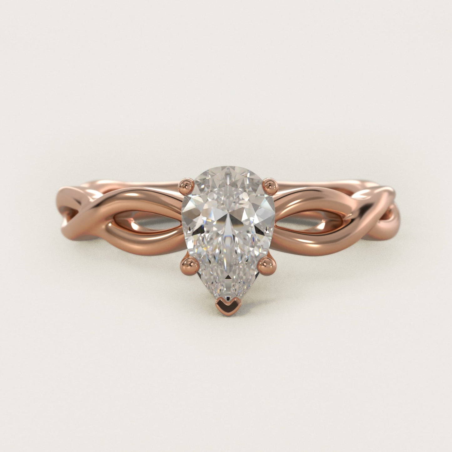 Infinity Solitaire Engagement Ring In 14K Rose Gold By James Allen - Pear Center