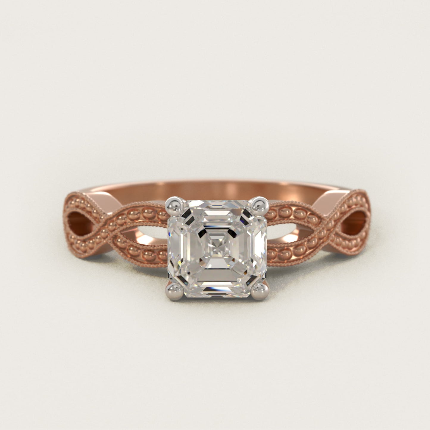 Infinity Vintage-Style Engagement Ring In 14K Rose Gold By James Allen - Asscher Center
