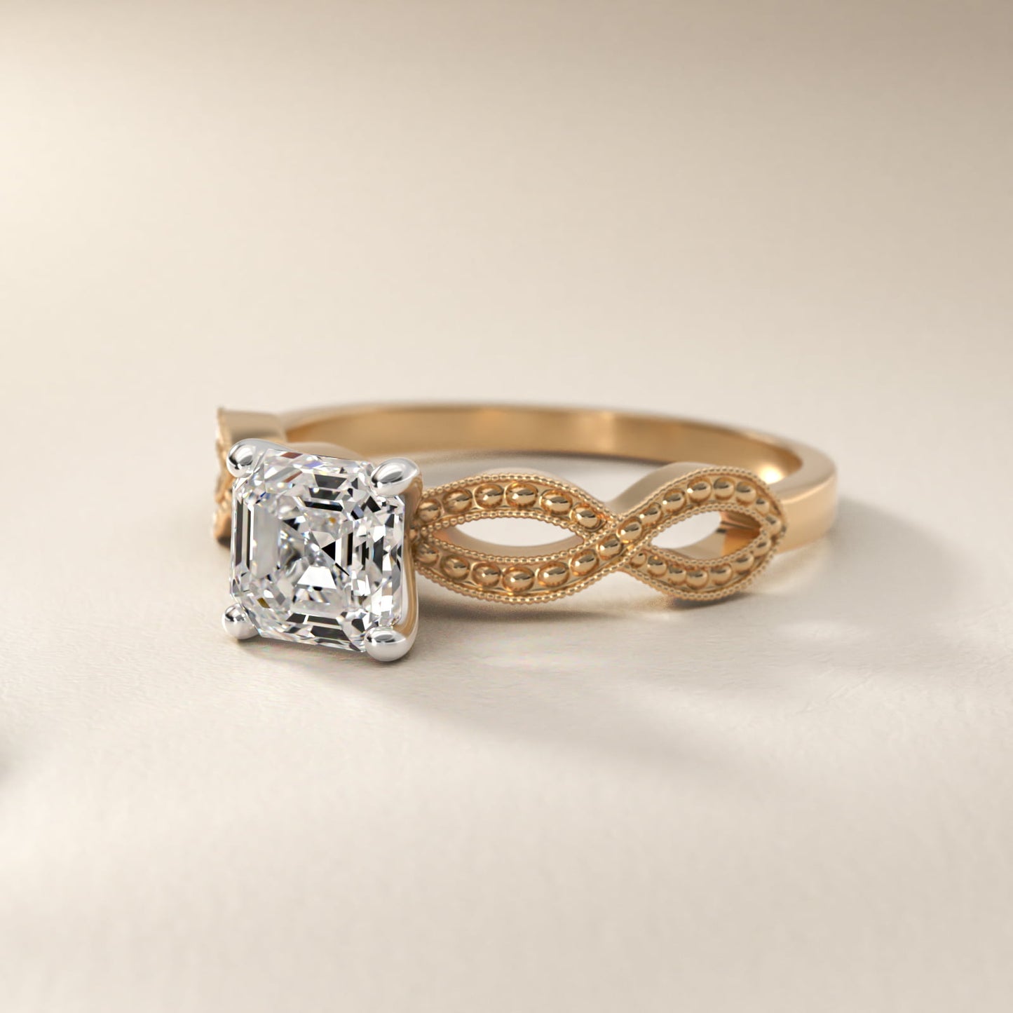 Infinity Vintage-Style Engagement Ring In 14K Yellow Gold By James Allen - Asscher Center