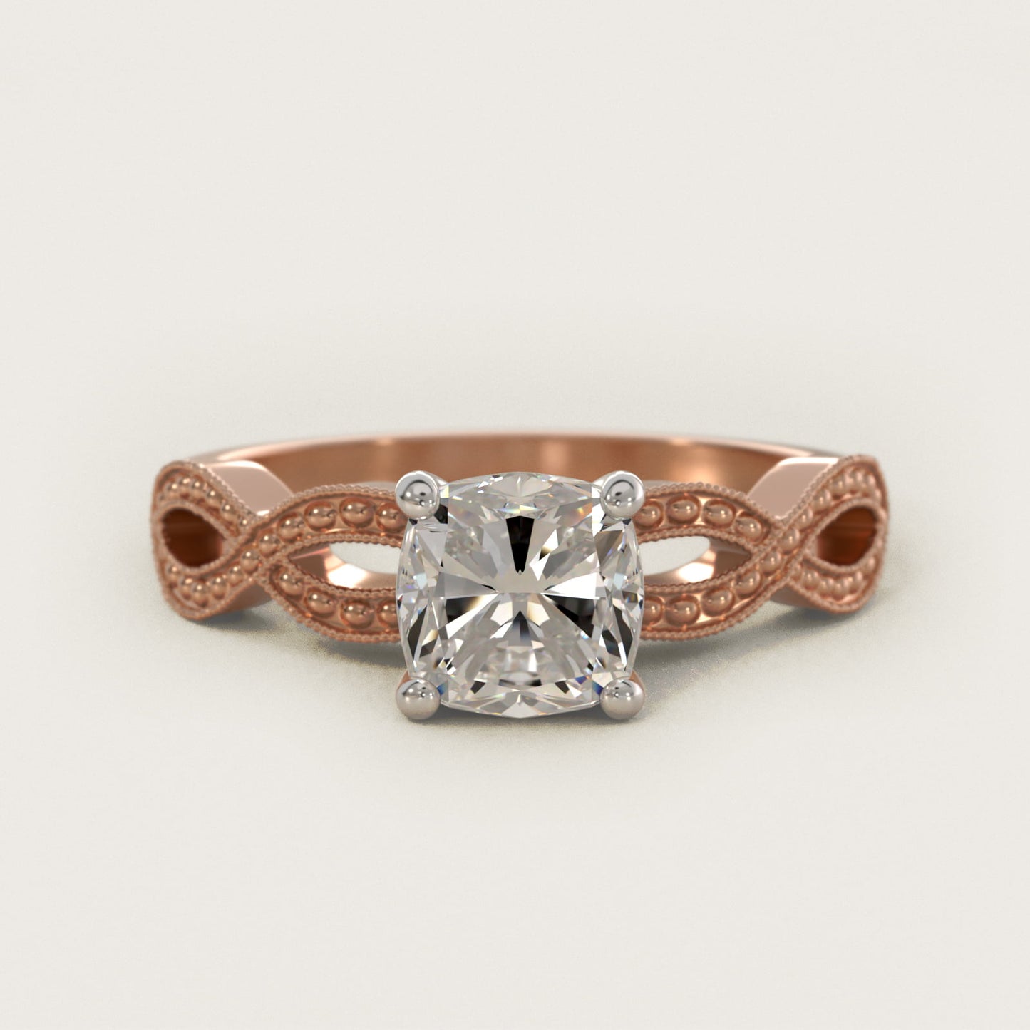 Infinity Vintage-Style Engagement Ring In 14K Rose Gold By James Allen - Cushion Center
