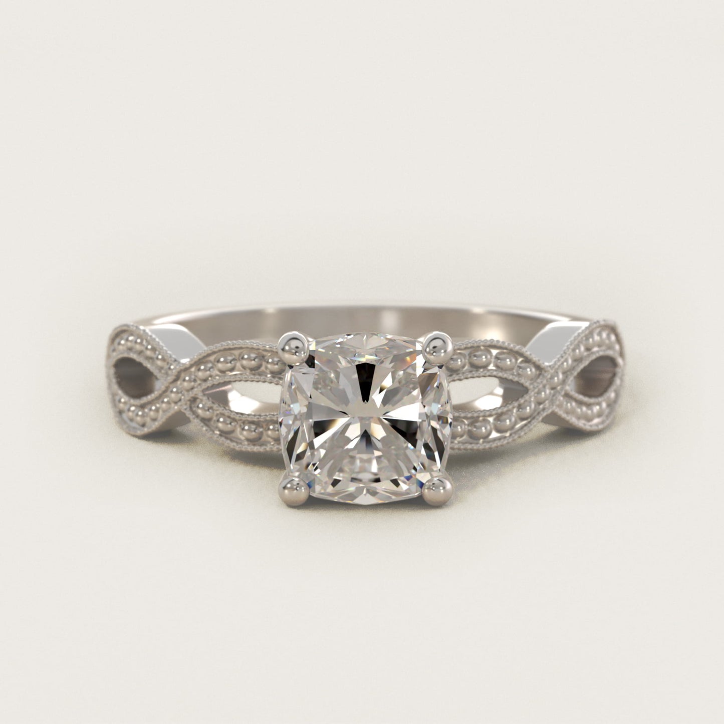 Infinity Vintage-Style Engagement Ring In 14K White Gold By James Allen - Cushion Center