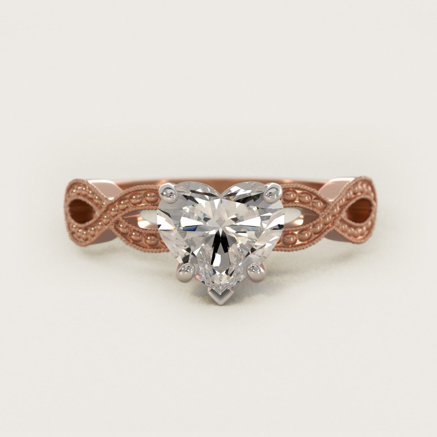 Infinity Vintage-Style Engagement Ring In 14K Rose Gold By James Allen - Heart Center