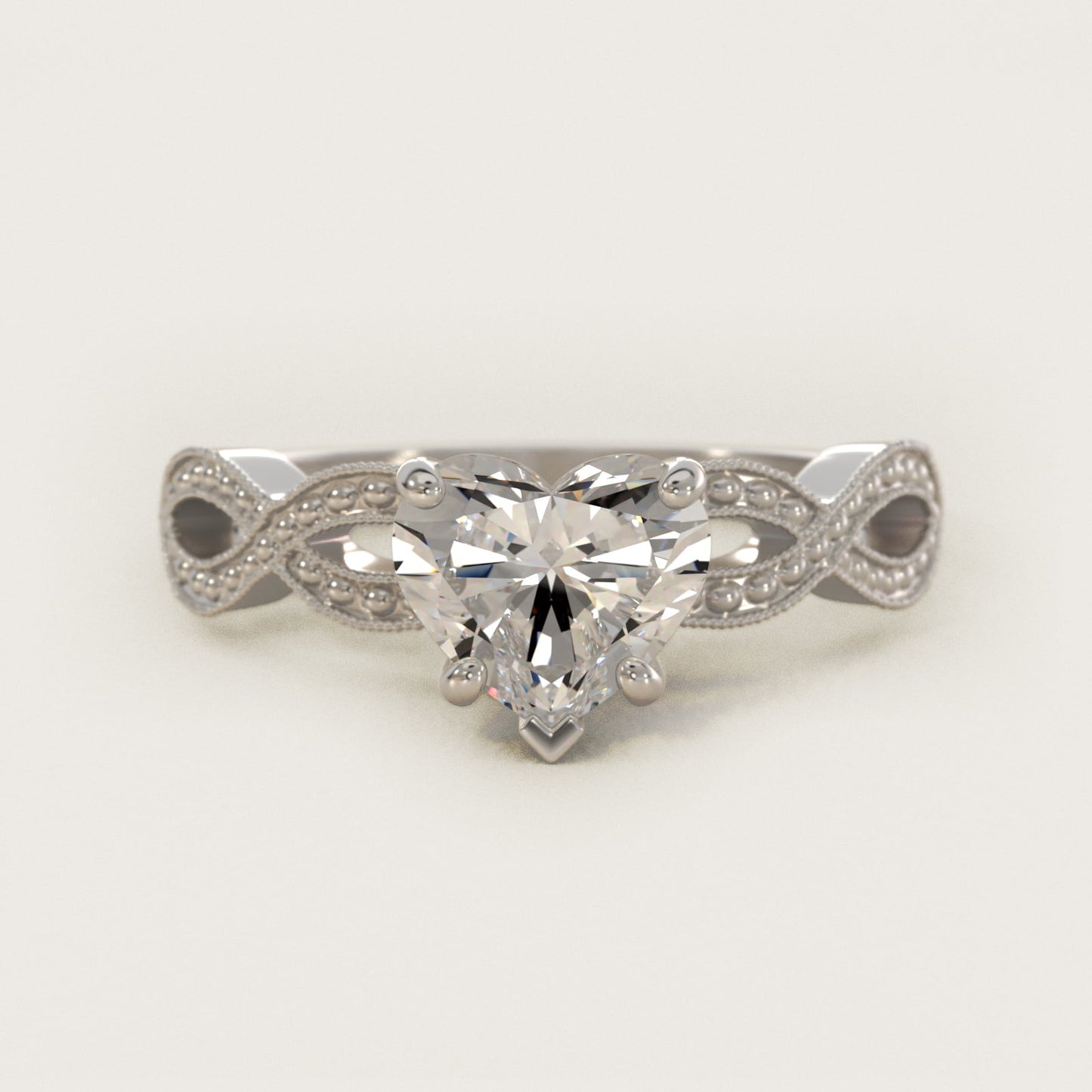 Infinity Vintage-Style Engagement Ring In 14K White Gold By James Allen - Heart Center
