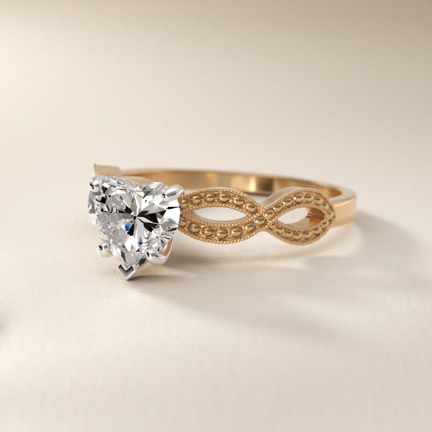 Infinity Vintage-Style Engagement Ring In 14K Yellow Gold By James Allen - Heart Center