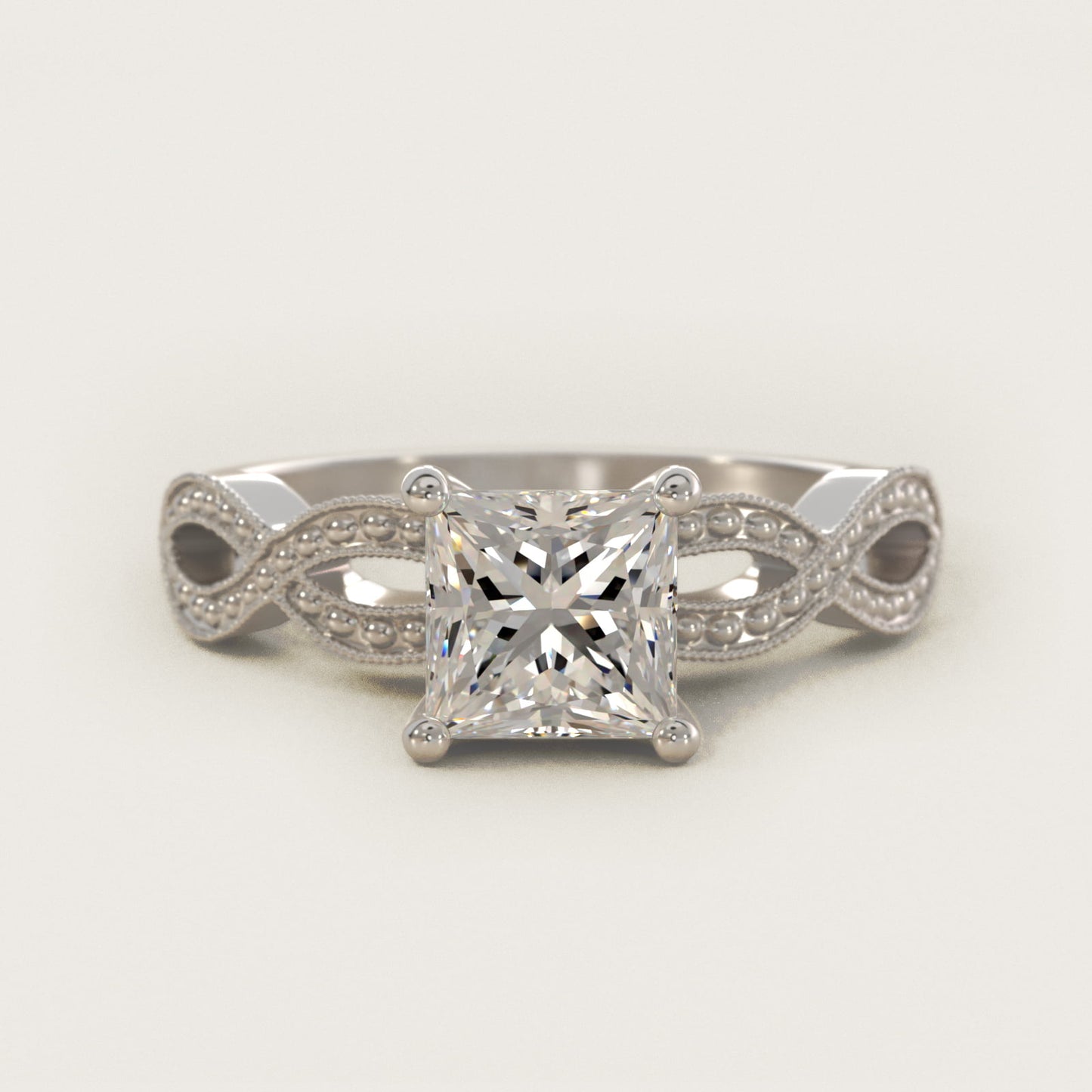 Infinity Vintage-Style Engagement Ring In 14K White Gold By James Allen - Princess Center