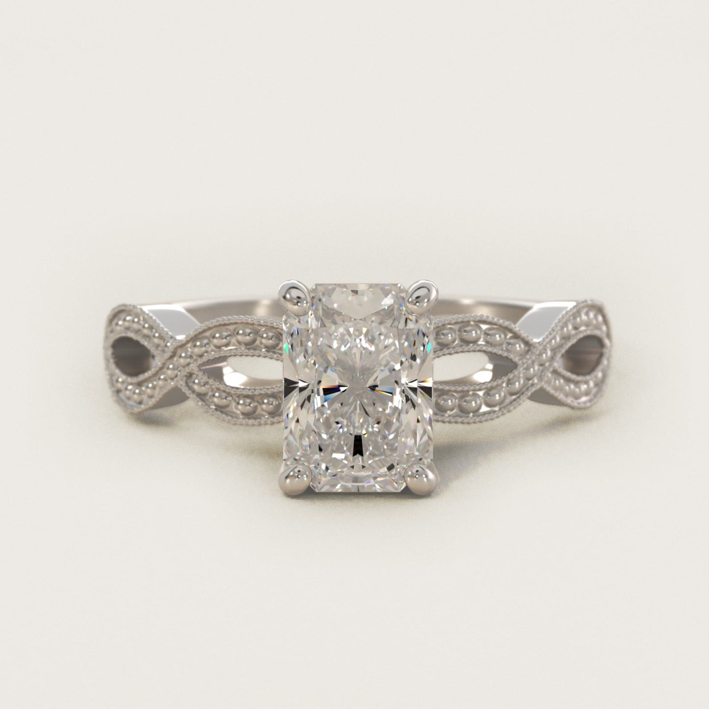 Infinity Vintage-Style Engagement Ring In 18k White Gold By James Allen - Radiant Center